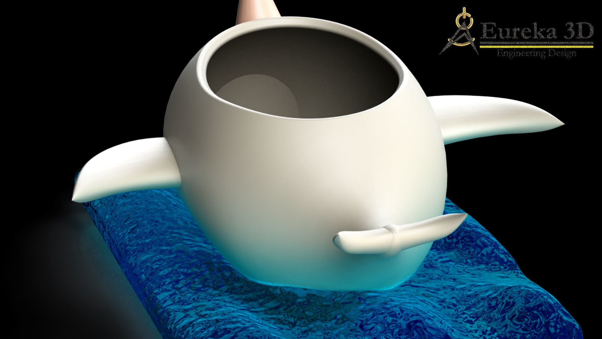 Narwhal flowerpot 3D print model_6