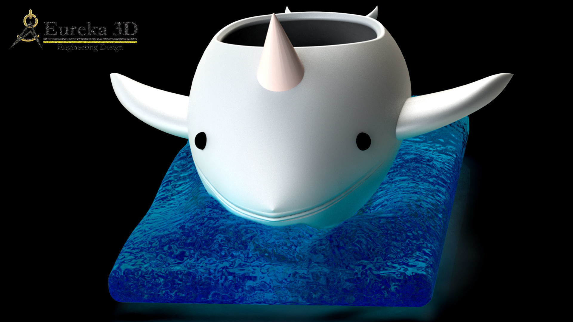 Narwhal flowerpot 3D print model_2