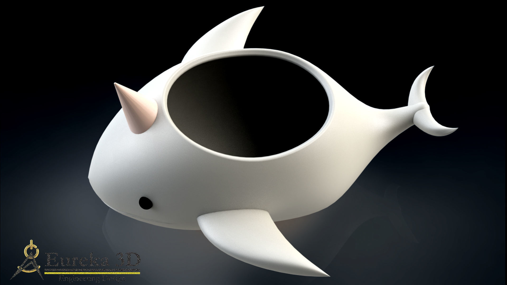 Narwhal flowerpot 3D print model_12