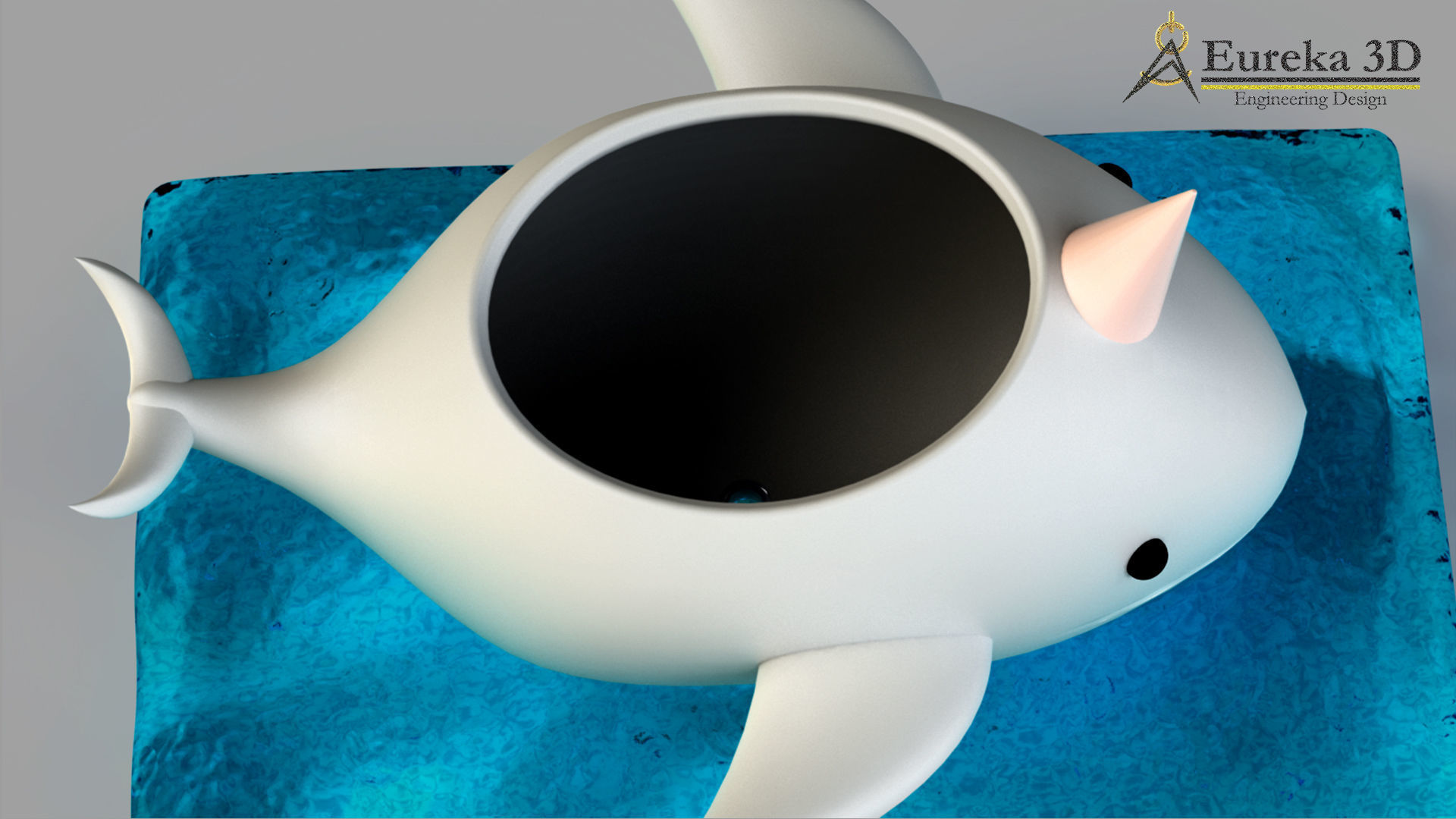 Narwhal flowerpot 3D print model_4