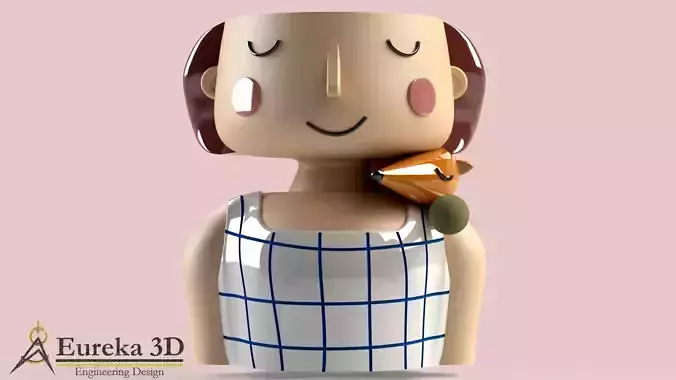 Little girl flowerpot 3D print model