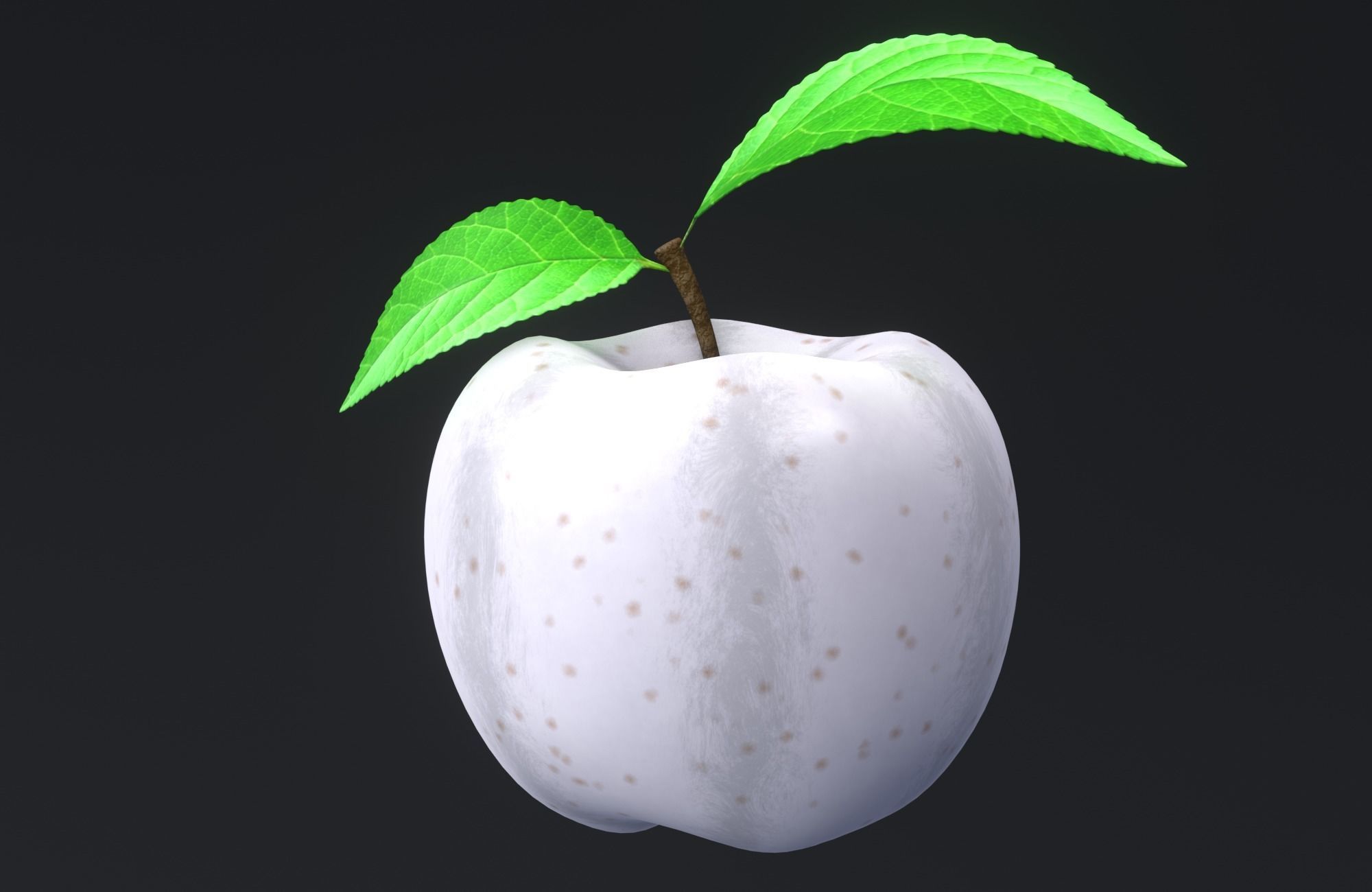 White Apple Low-poly 3D model_2