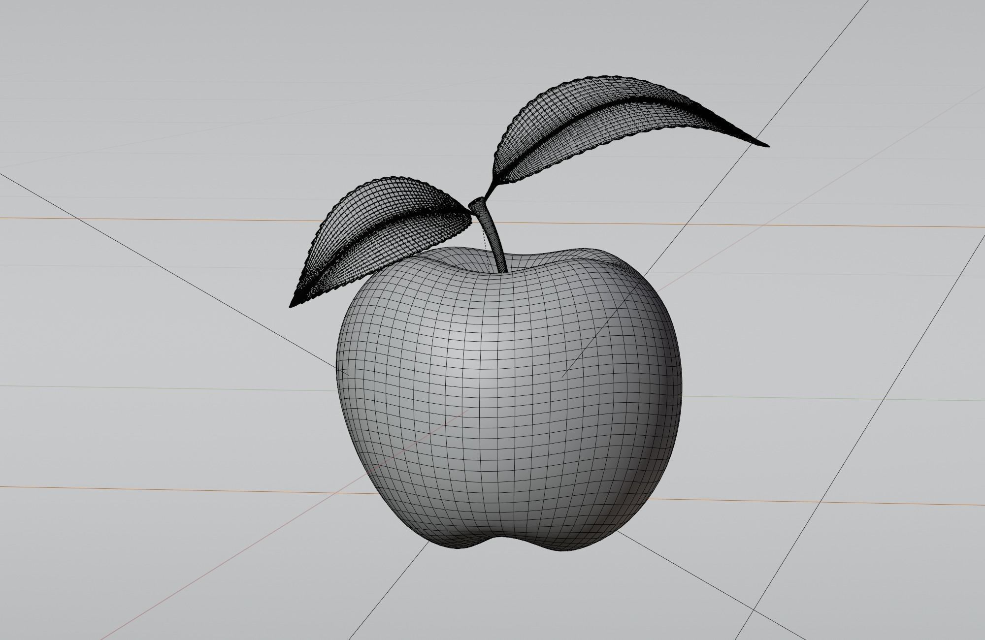 White Apple Low-poly 3D model_5