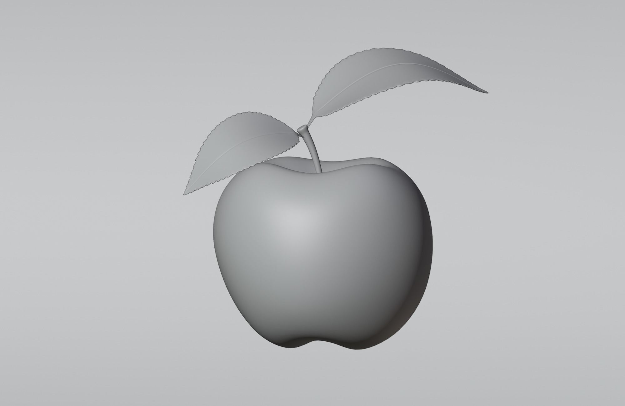 White Apple Low-poly 3D model_4