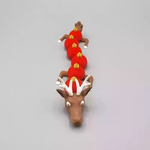 FLEXIBLE ORNAMENT DEER CHRISTMAS ARTICULATED DEER DRAGON 3D print model FLEXIBLE ORNAMENT DEER CHRISTMAS ARTICULATED DEER DRAGON 3D print model