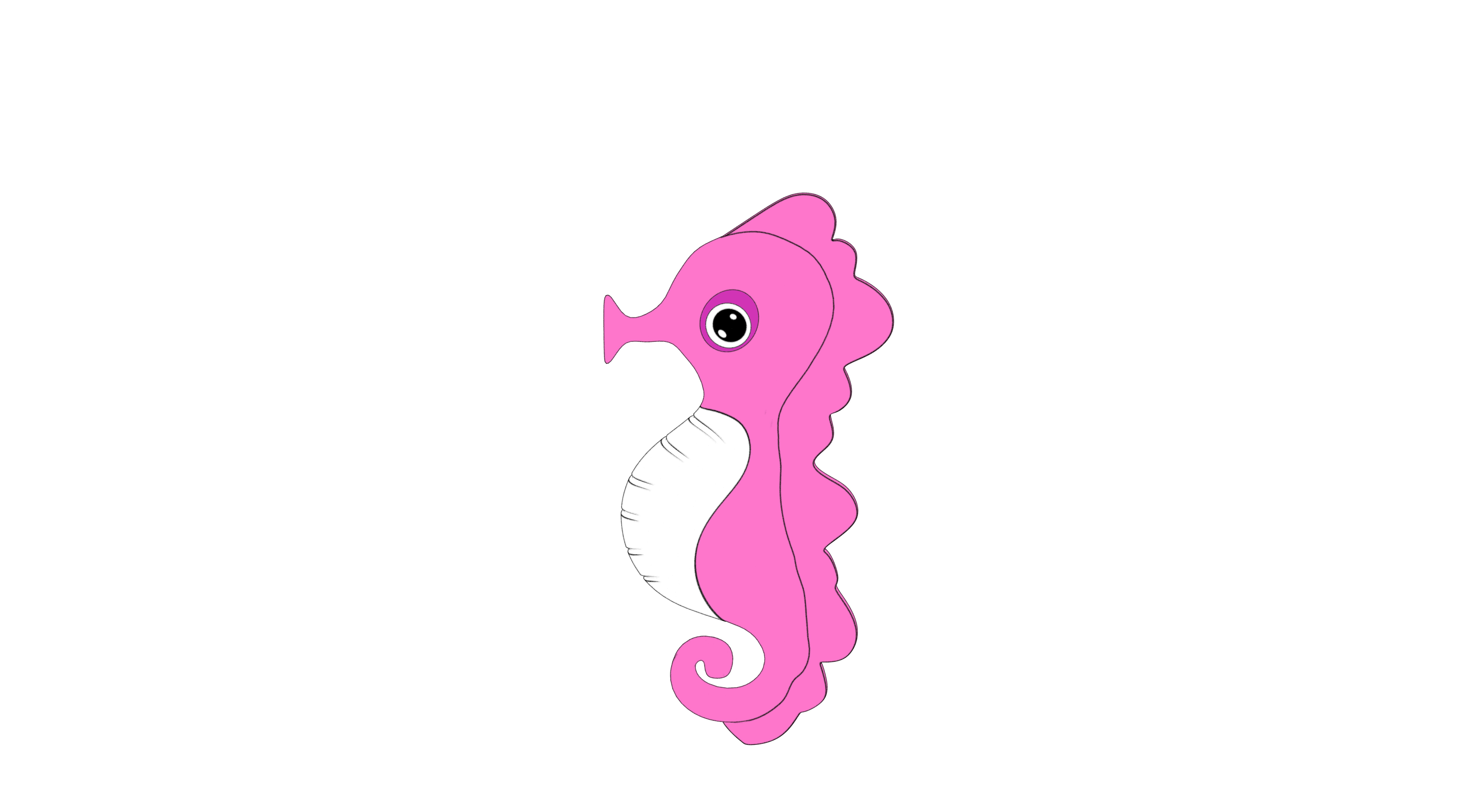 A lovely seahorse with colors 3D model_1