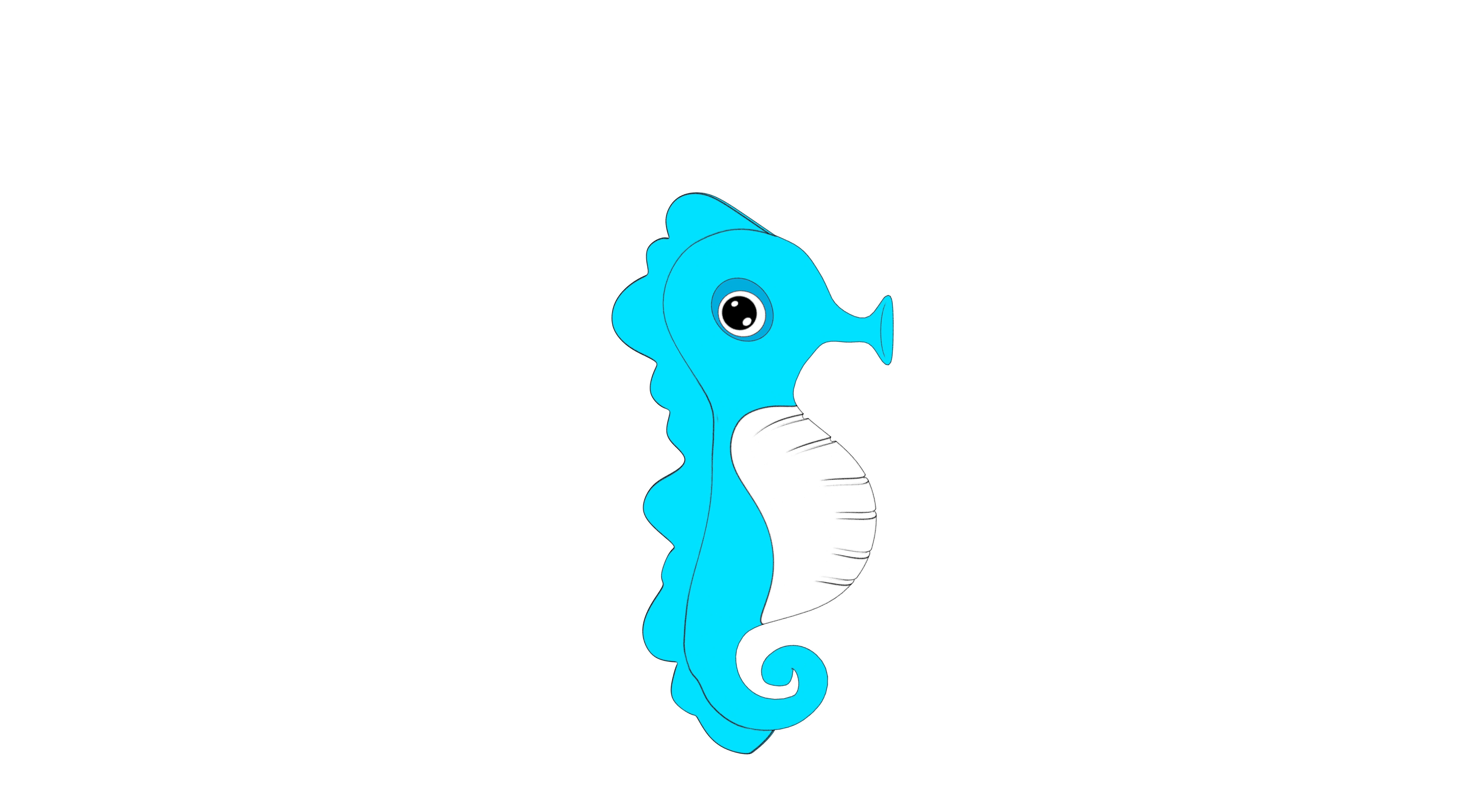 A lovely seahorse with colors 3D model_7
