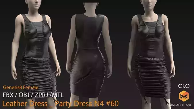 Leather Dress  Party Dress N4 60 MD-CLO3D ZPRJ FBX OBJ MTL