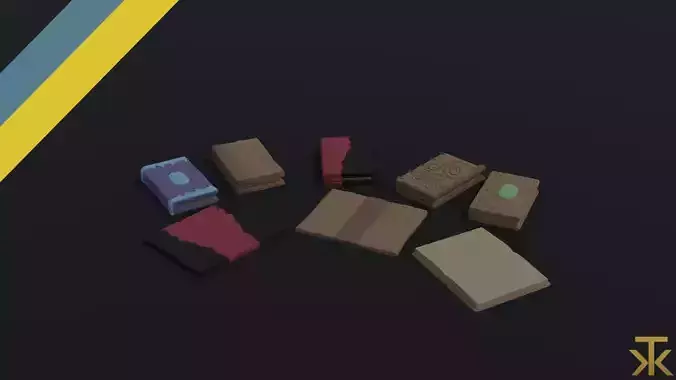 Cartoon fantasy magic book Polygonal Style