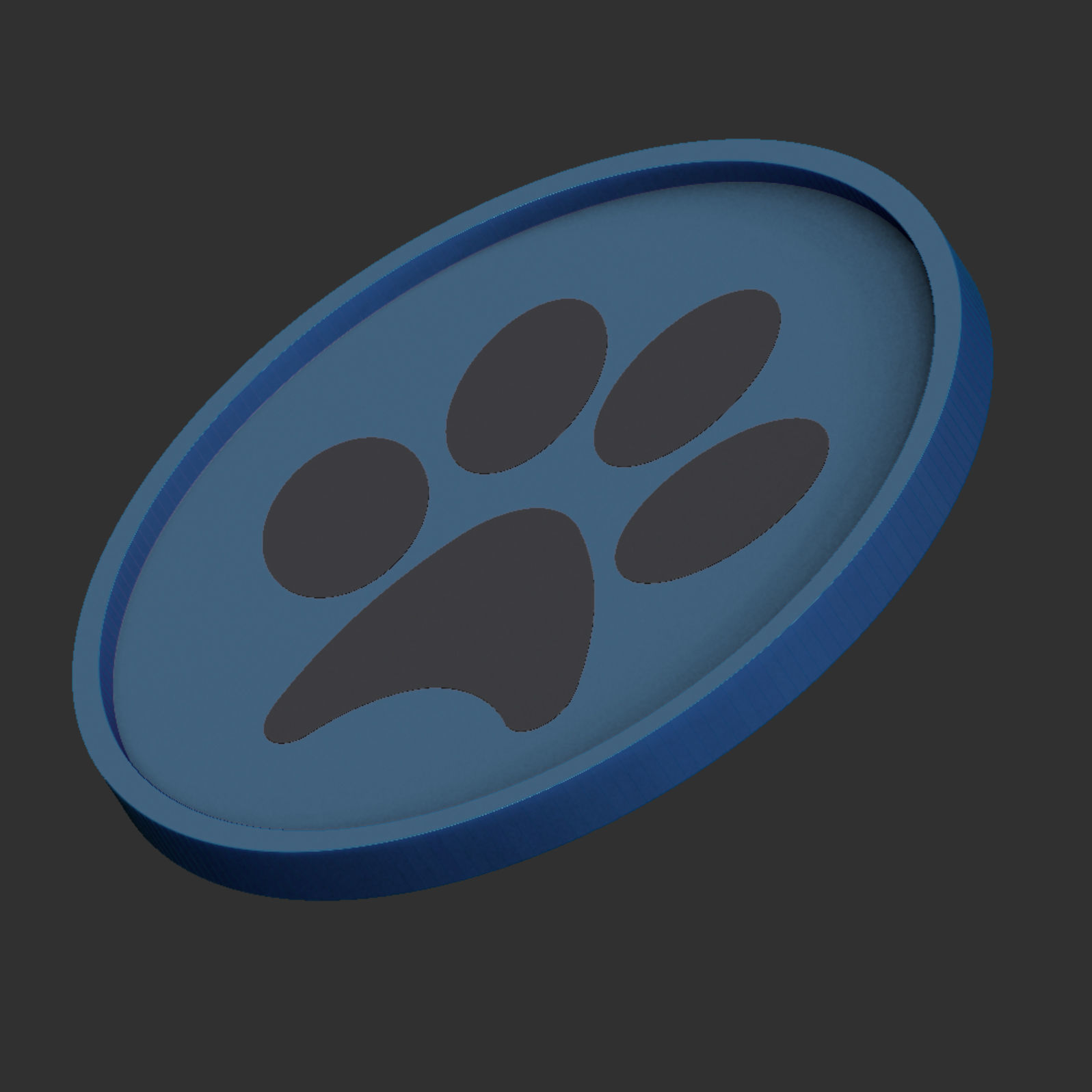 Coaster with Paw Print Design and Storage 3D print model_2