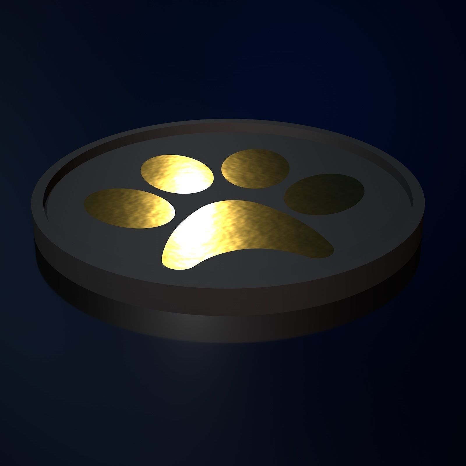 Coaster with Paw Print Design and Storage 3D print model_5