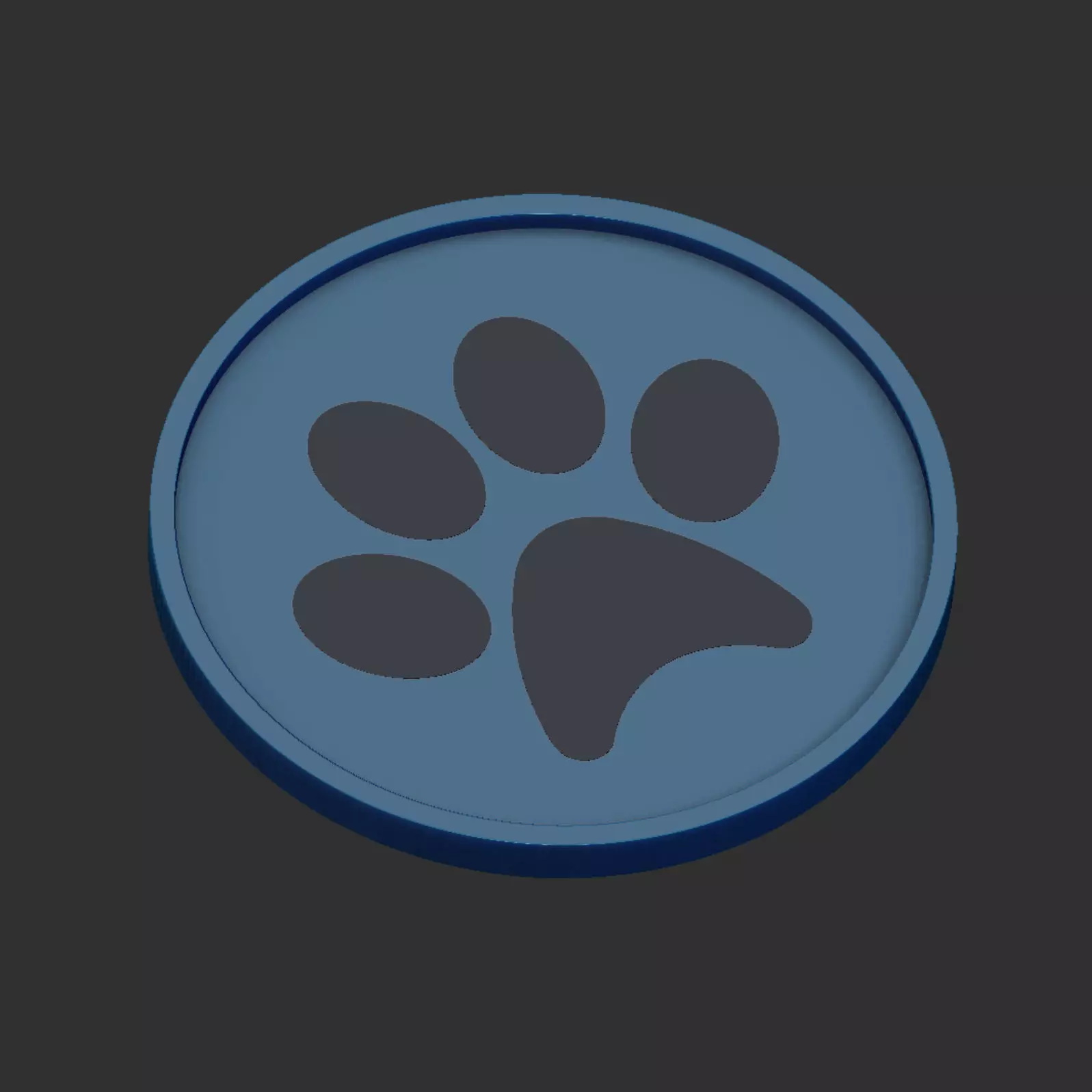 Coaster with Paw Print Design and Storage 3D print model_0