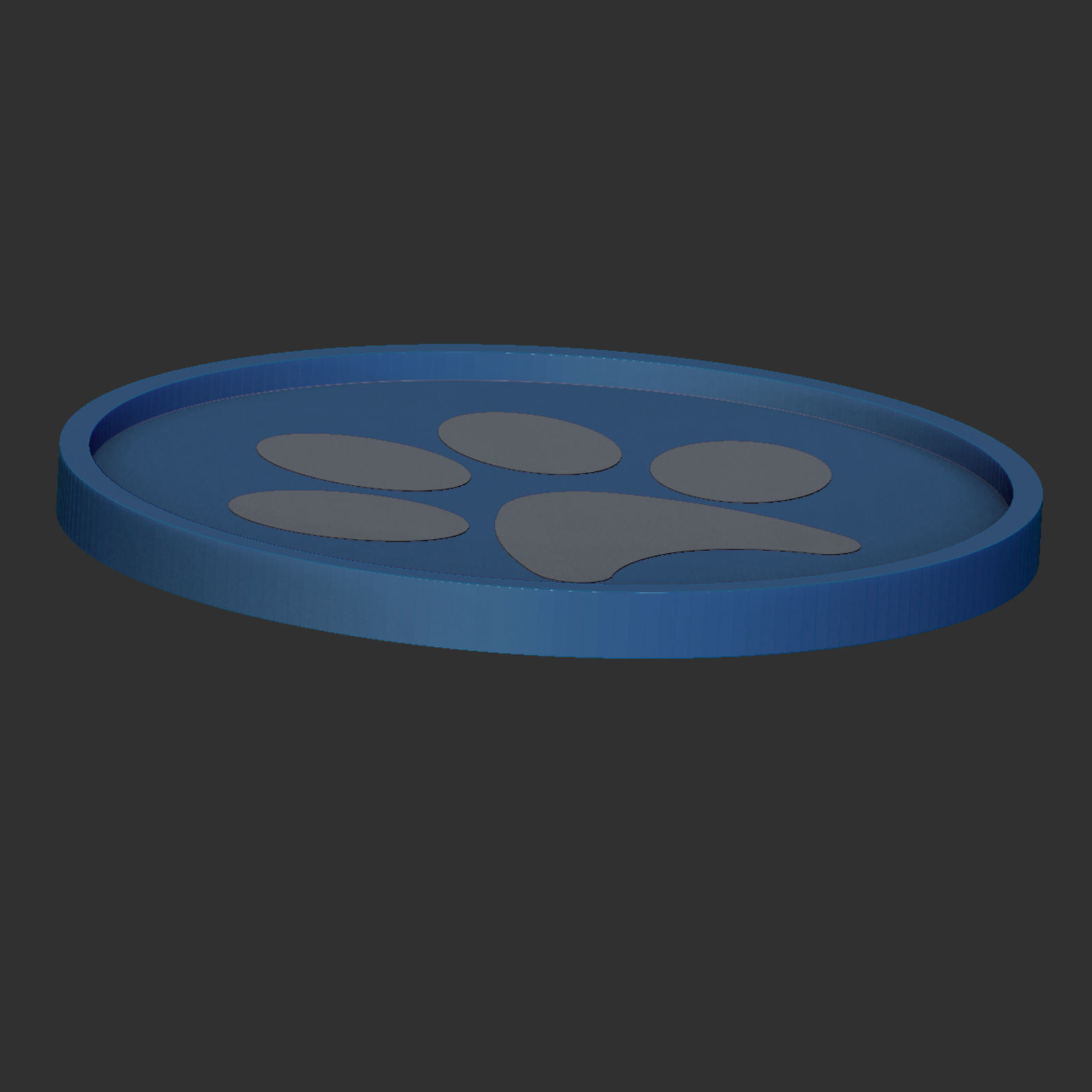 Coaster with Paw Print Design and Storage 3D print model_1