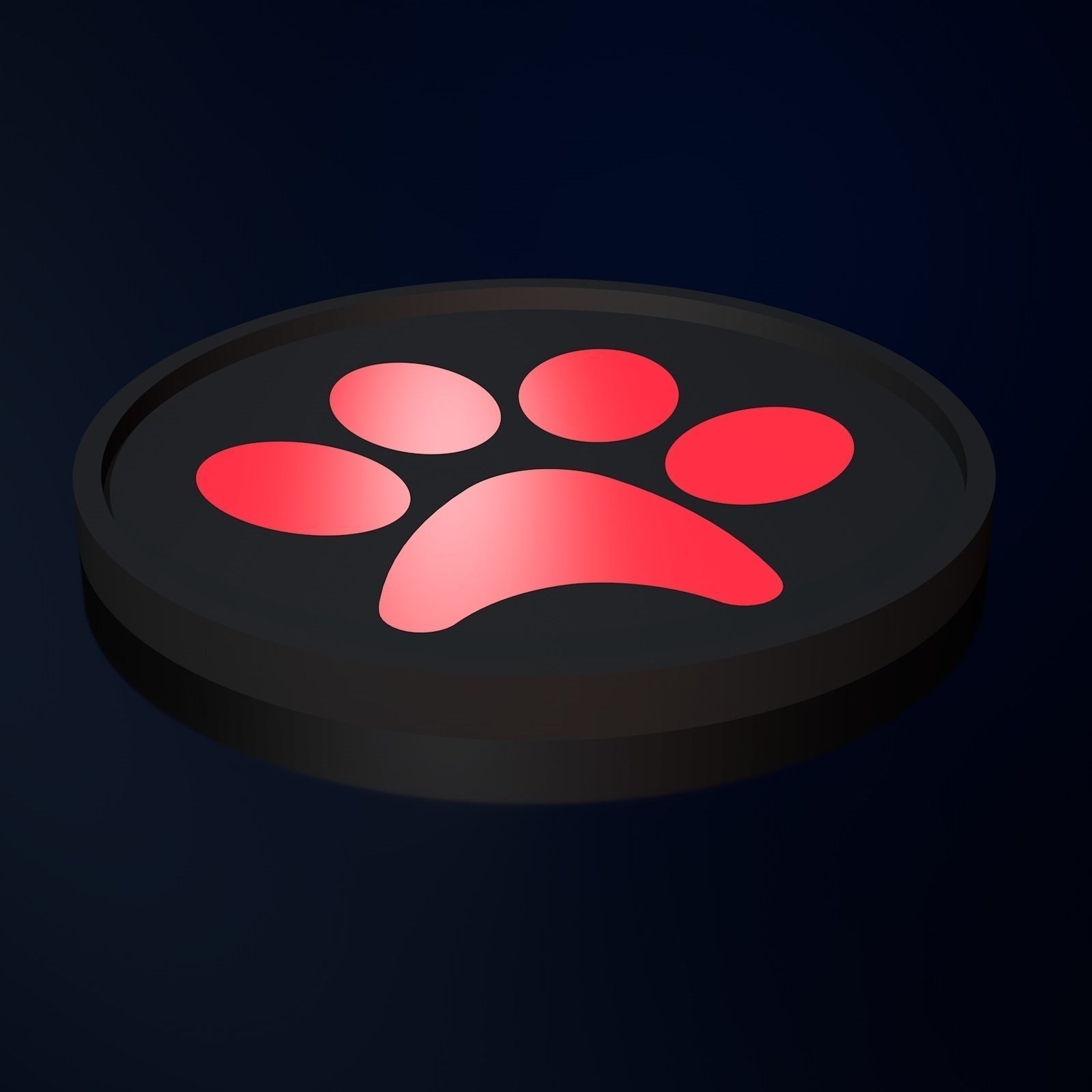 Coaster with Paw Print Design and Storage 3D print model_4