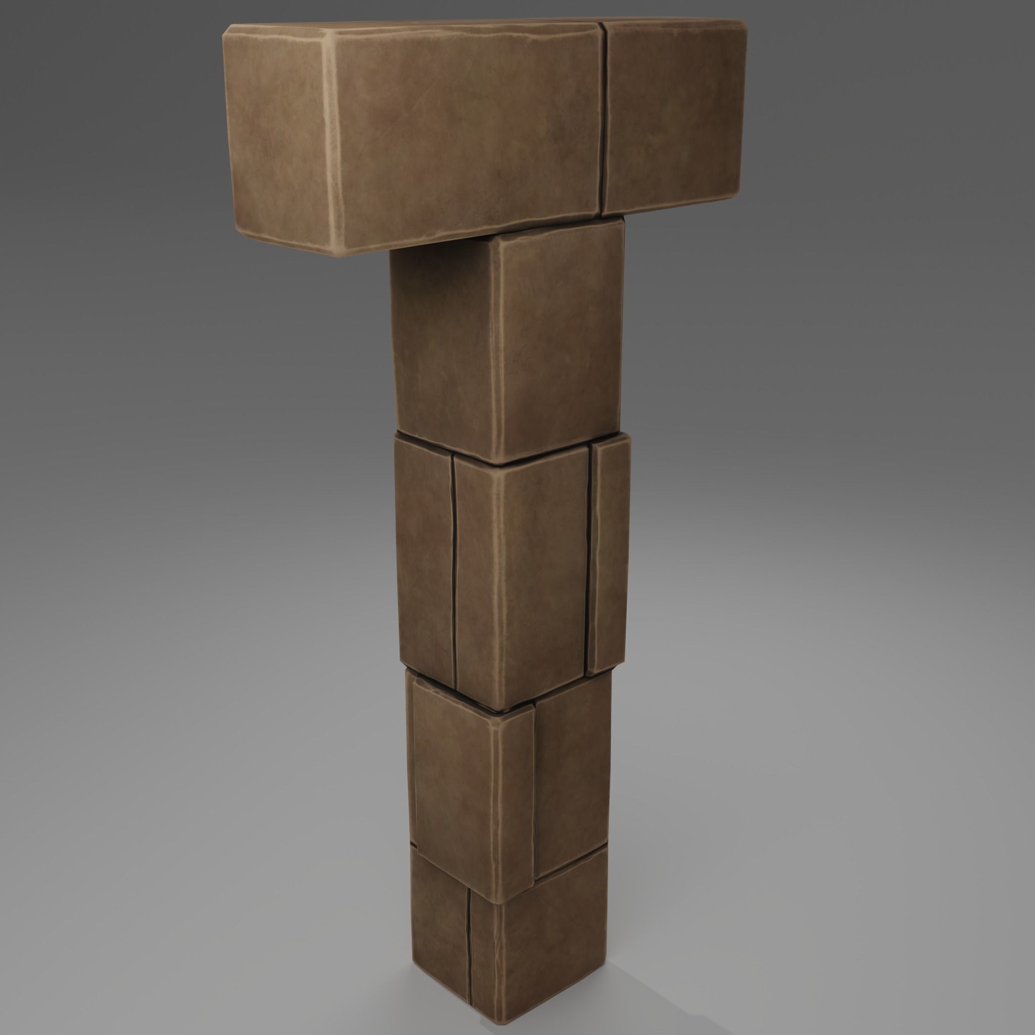 T Column Low-poly 3D model_2