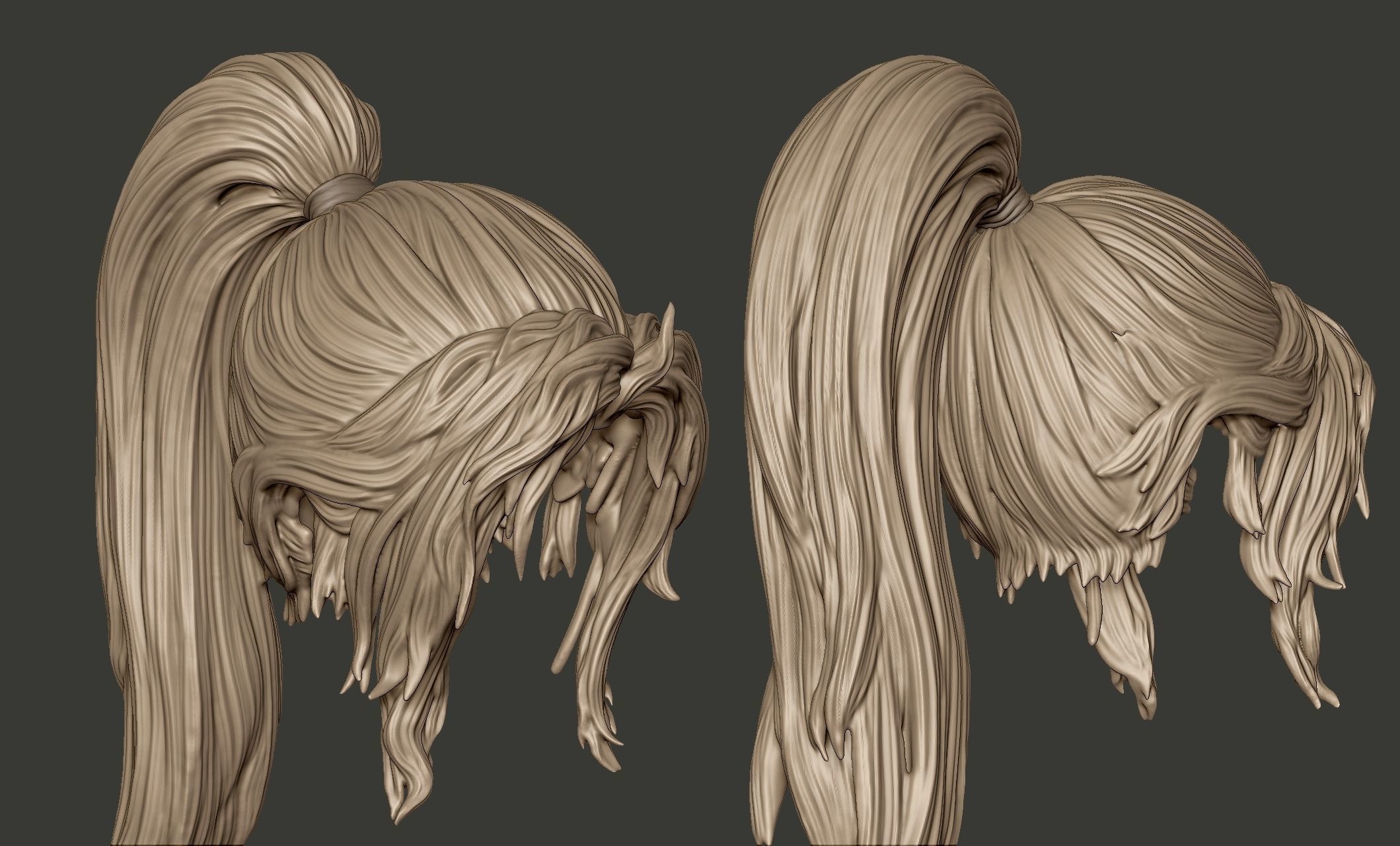 Detailed Hair Sculpt 04 3D print model_4