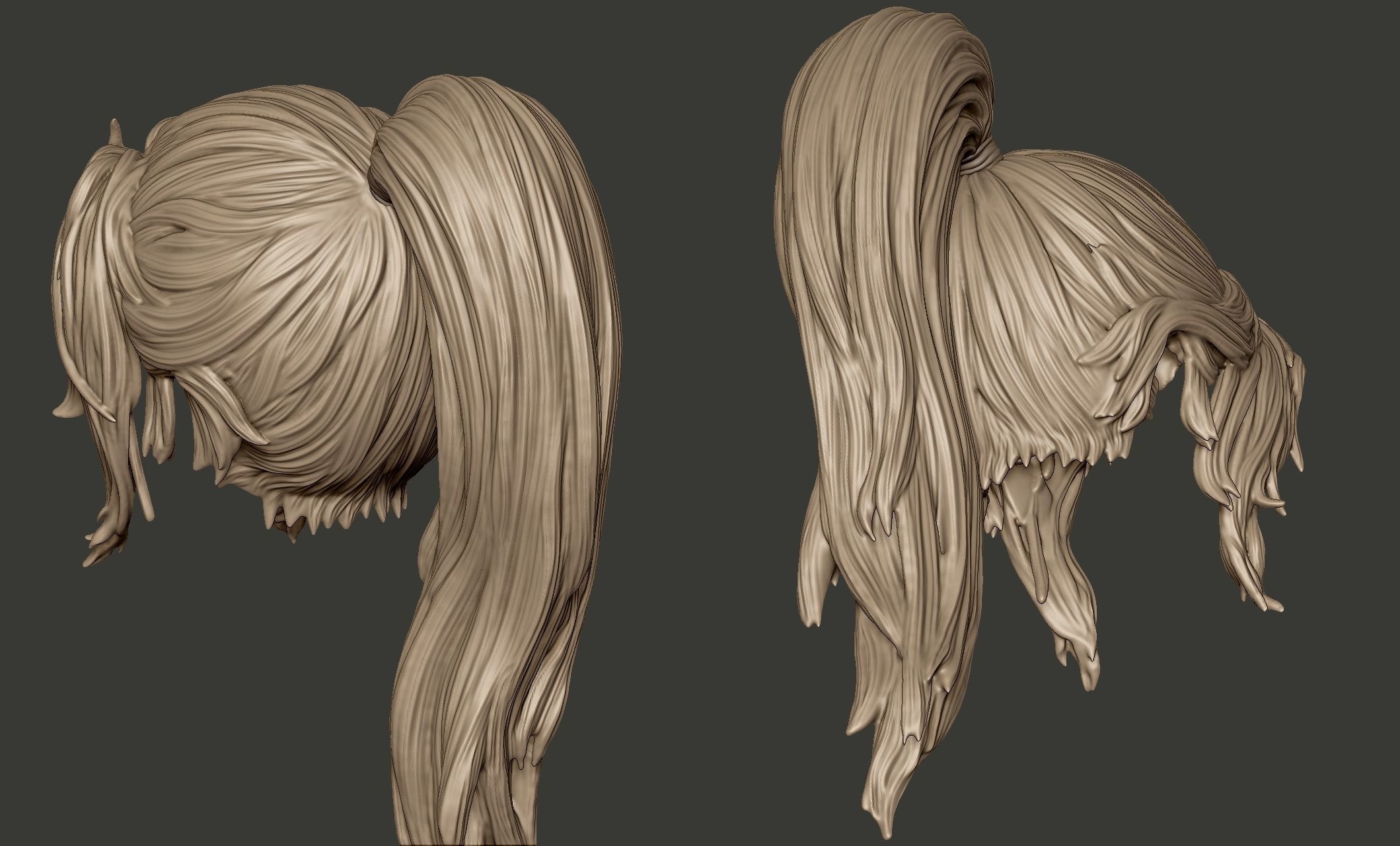 Detailed Hair Sculpt 04 3D print model_7