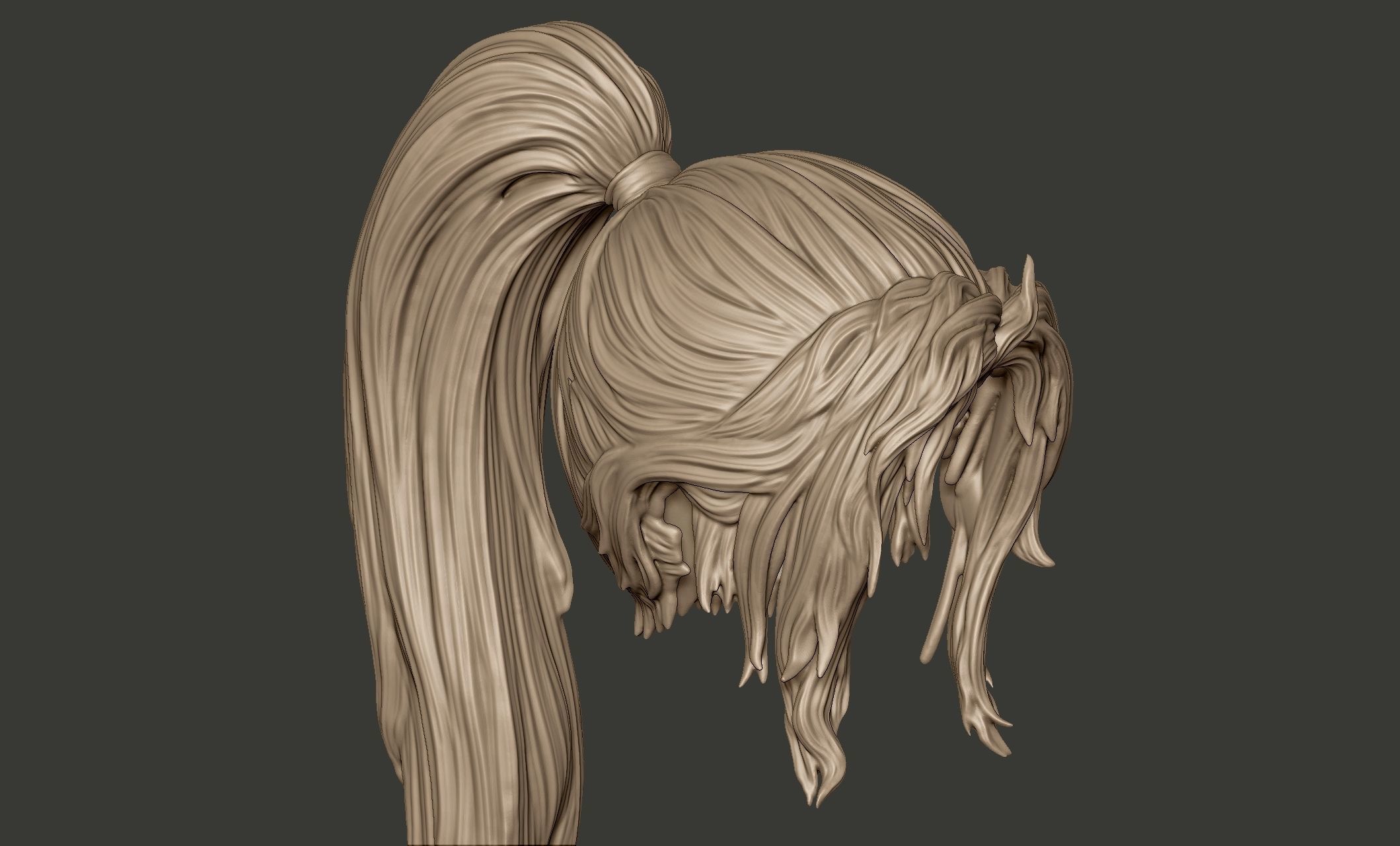 Detailed Hair Sculpt 04 3D print model_8