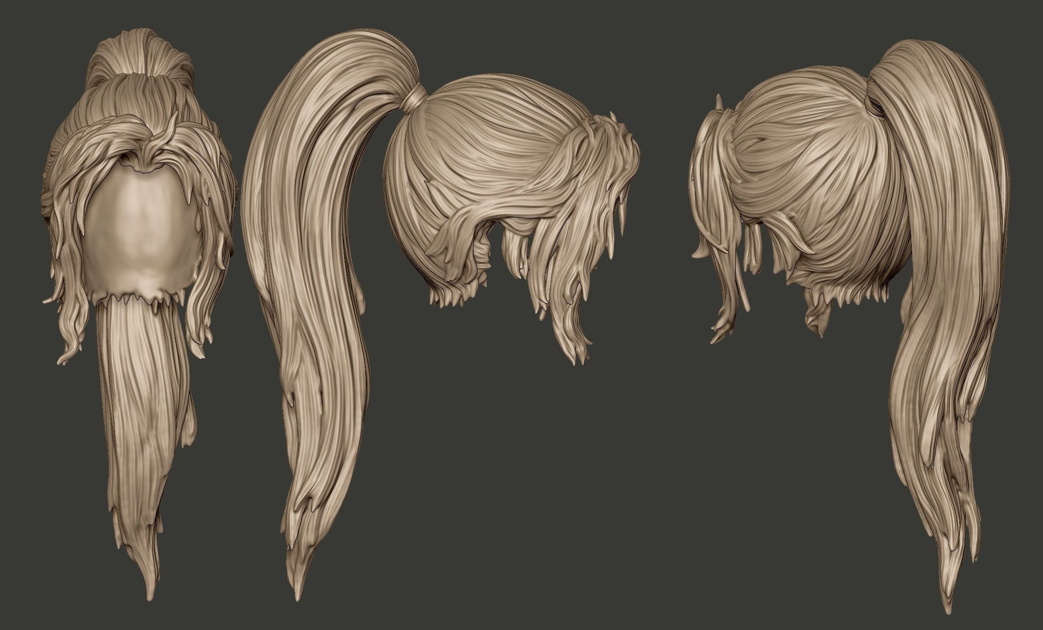 Detailed Hair Sculpt 04 3D print model_9