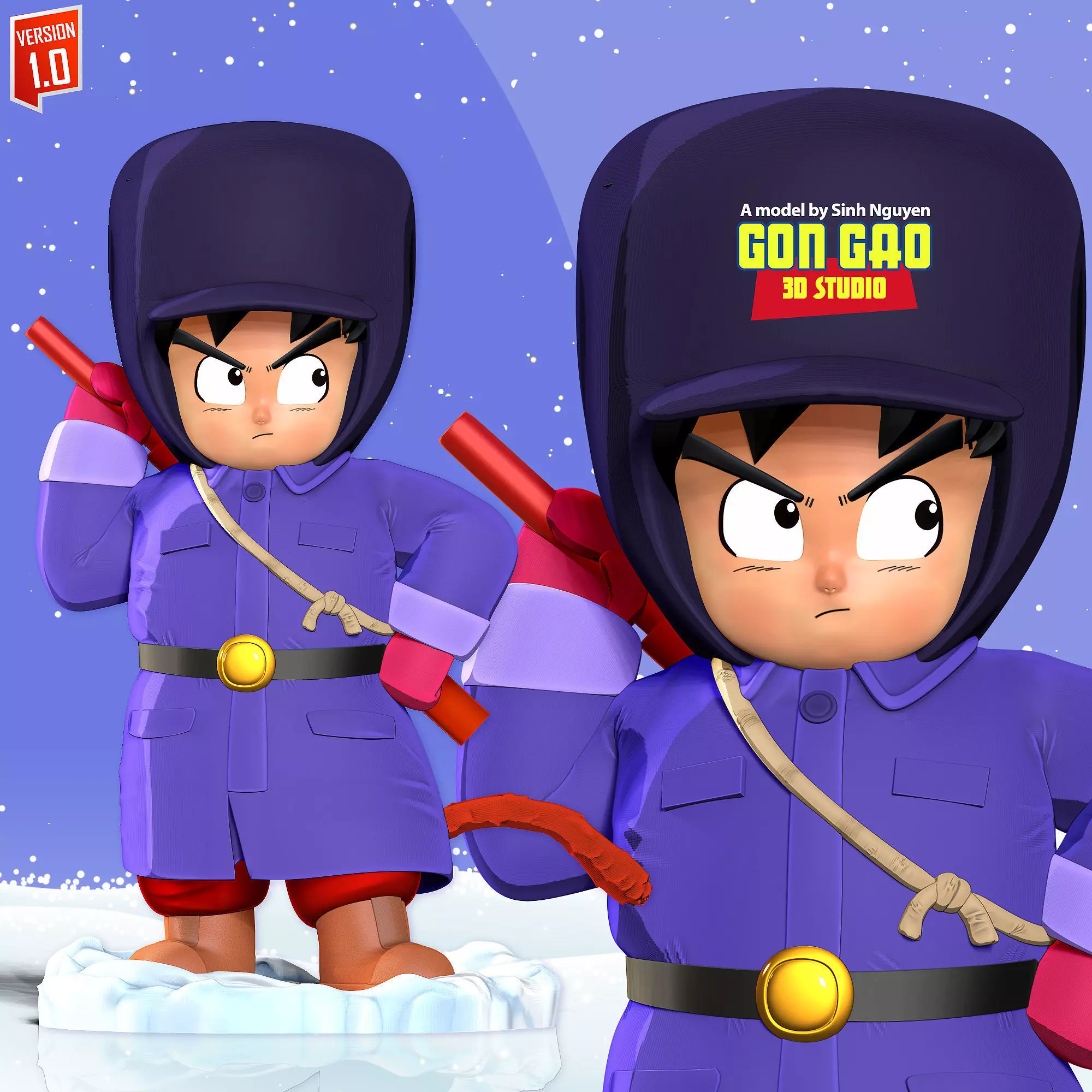 Kid Goku in Winter Outfit 3D print model_0