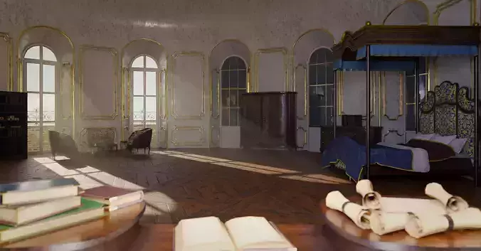 Medieval upper class props Low-poly 3D model