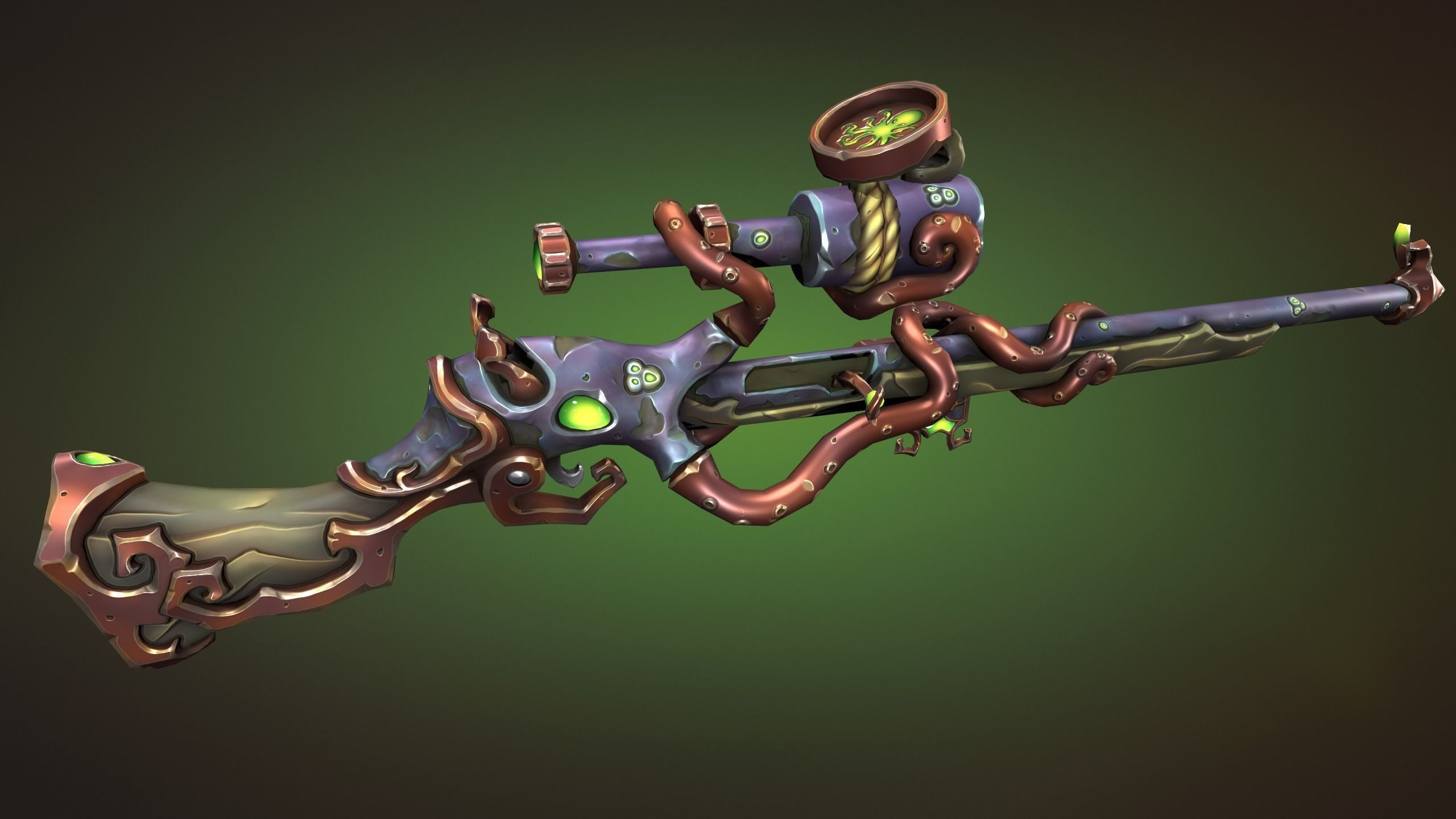 Octupus sniper rifle Low-poly 3D model_4