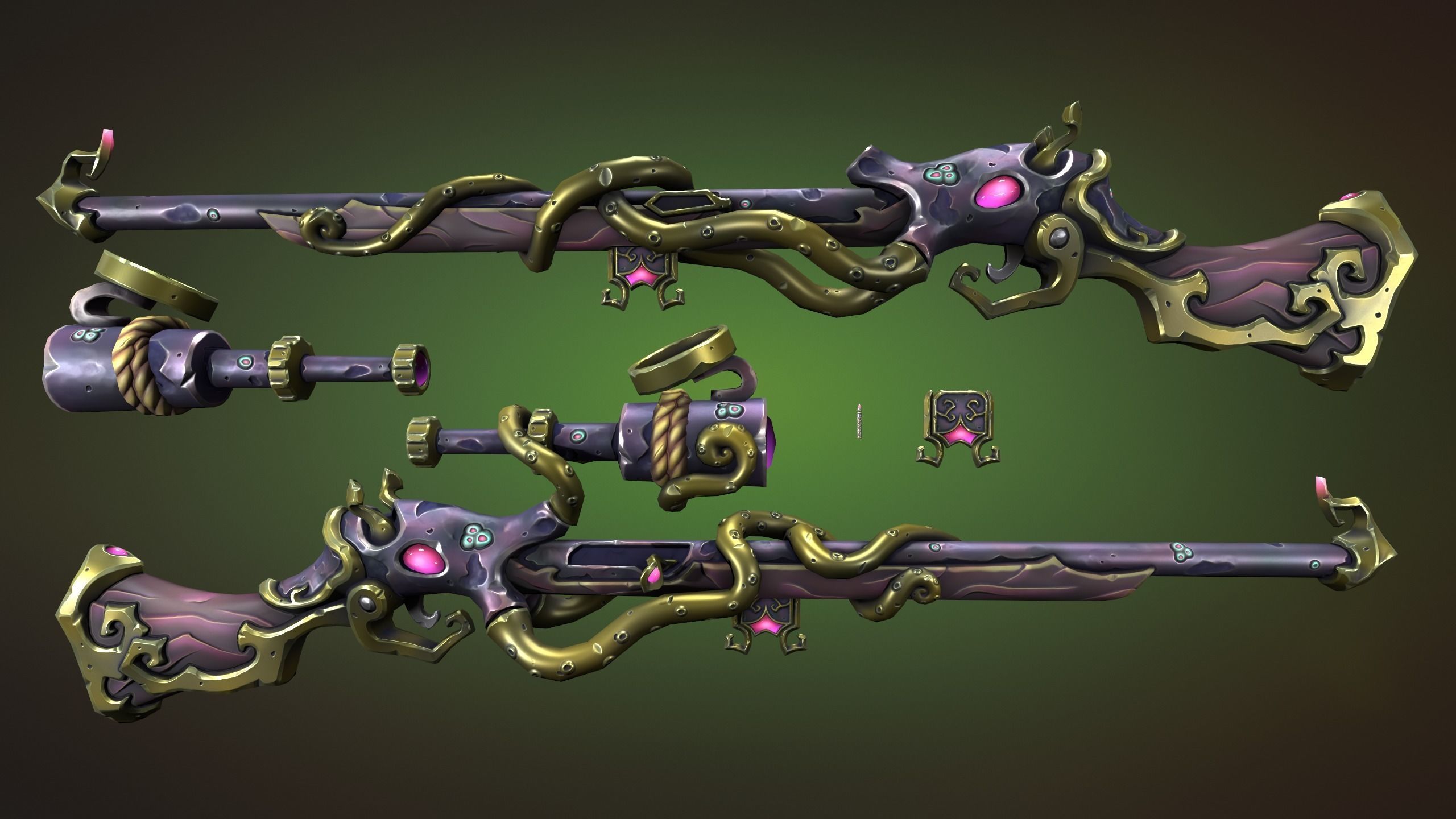 Octupus sniper rifle Low-poly 3D model_16