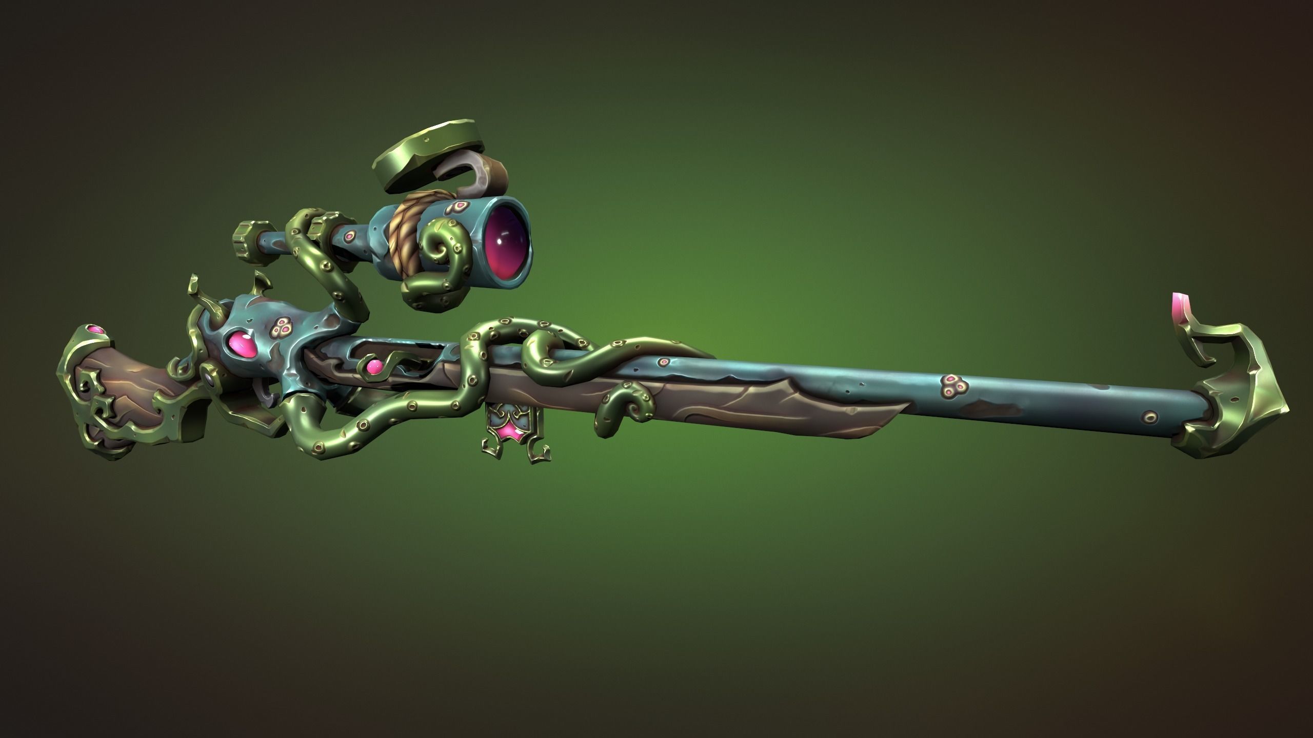 Octupus sniper rifle Low-poly 3D model_10