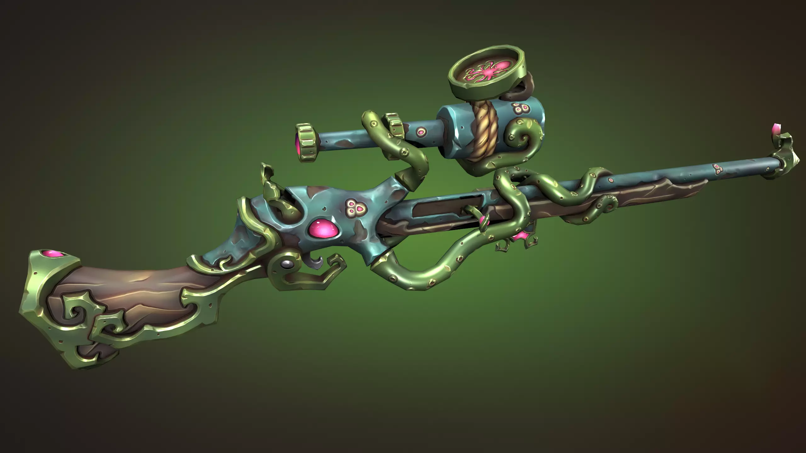 Octupus sniper rifle Low-poly 3D model_0