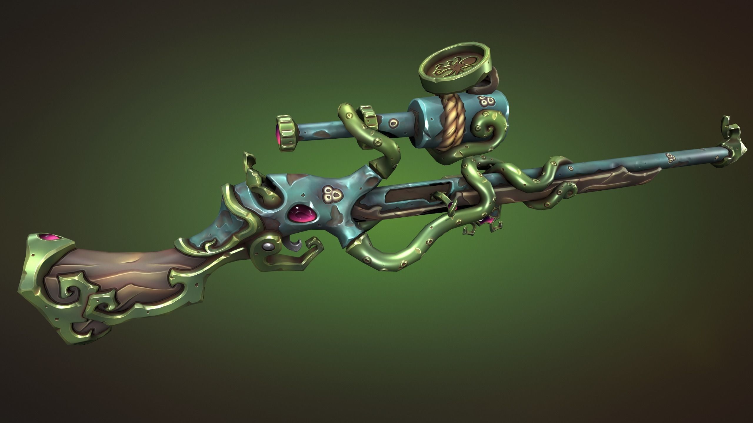 Octupus sniper rifle Low-poly 3D model_2