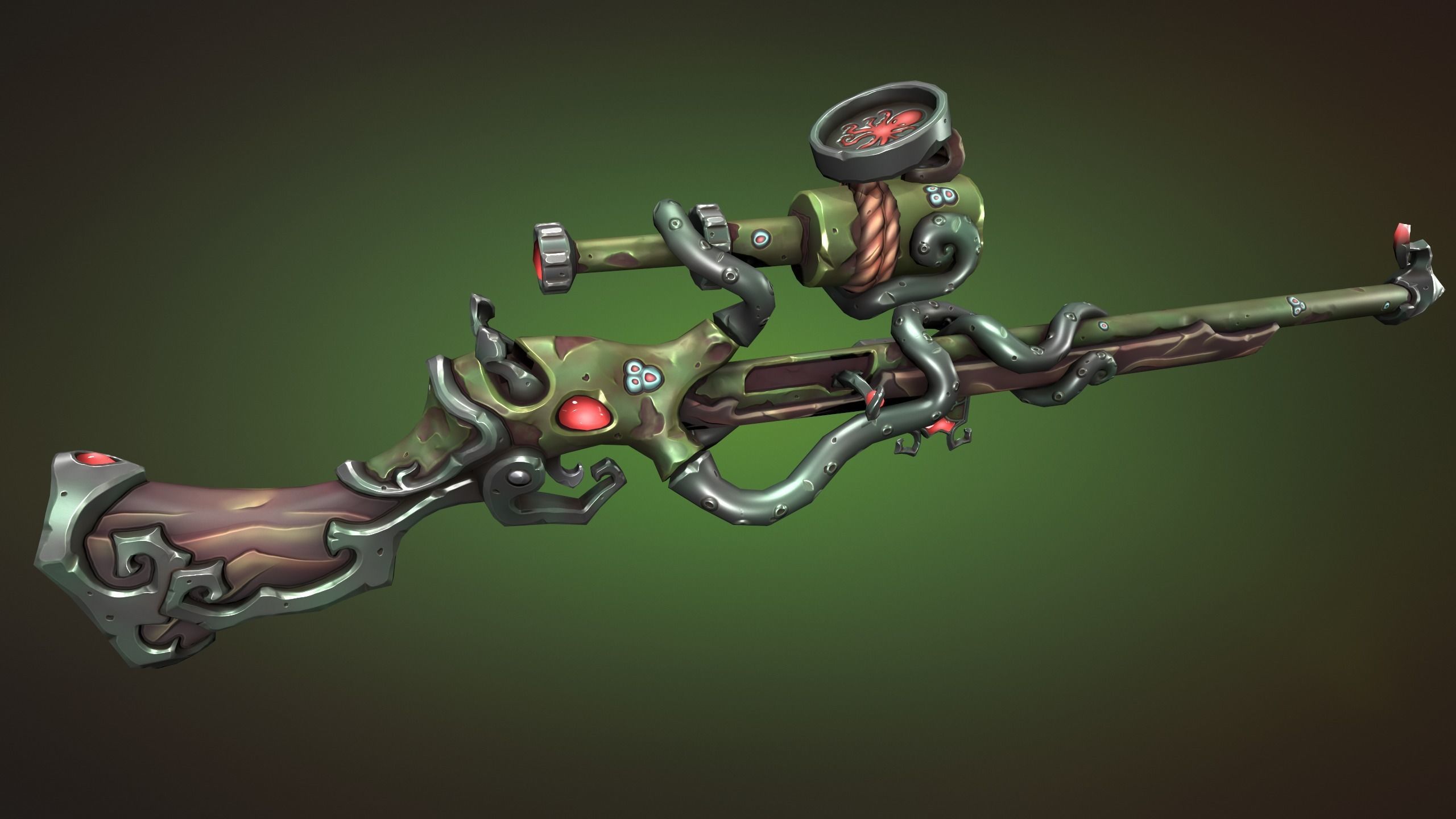 Octupus sniper rifle Low-poly 3D model_8