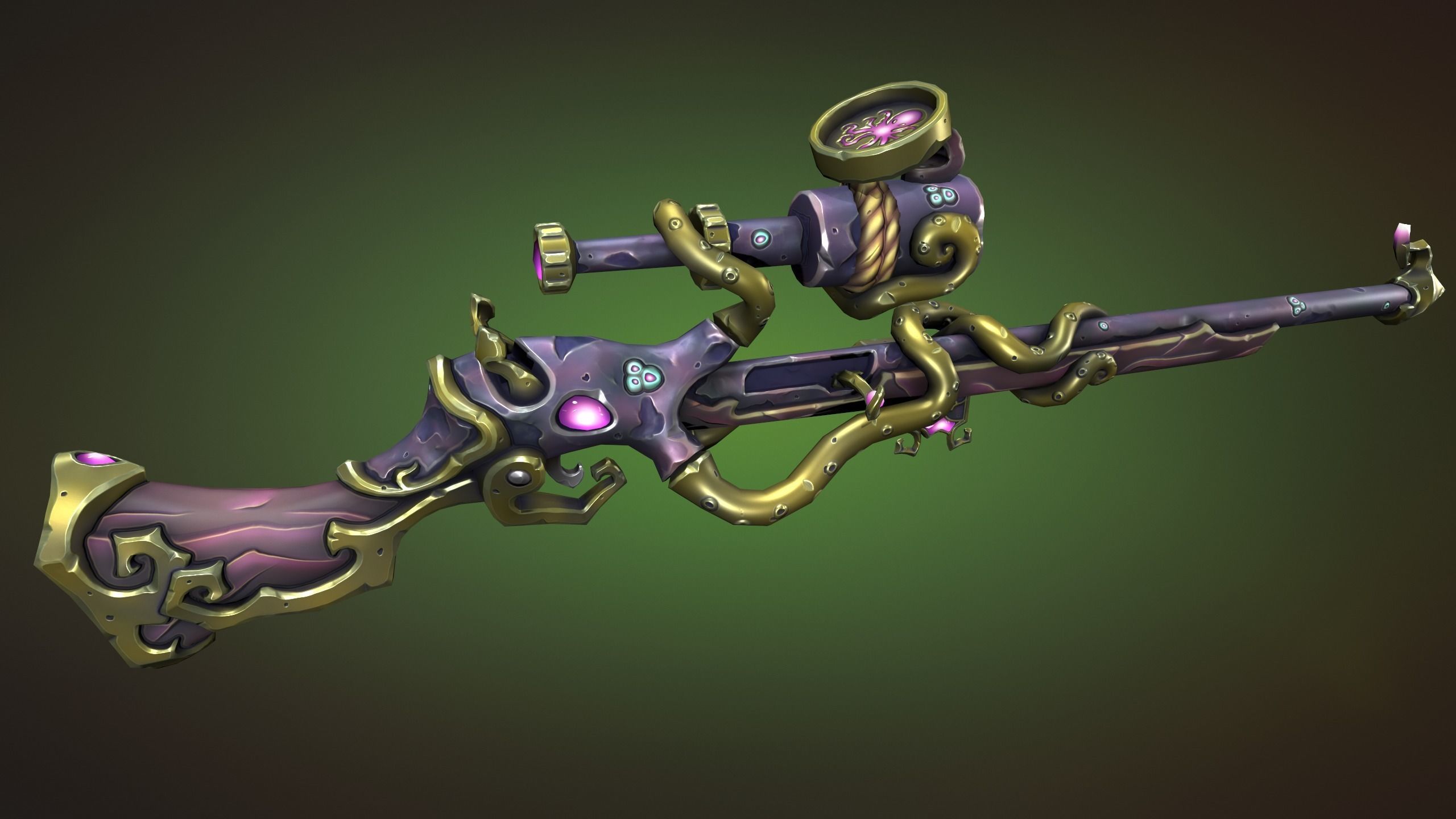 Octupus sniper rifle Low-poly 3D model_6