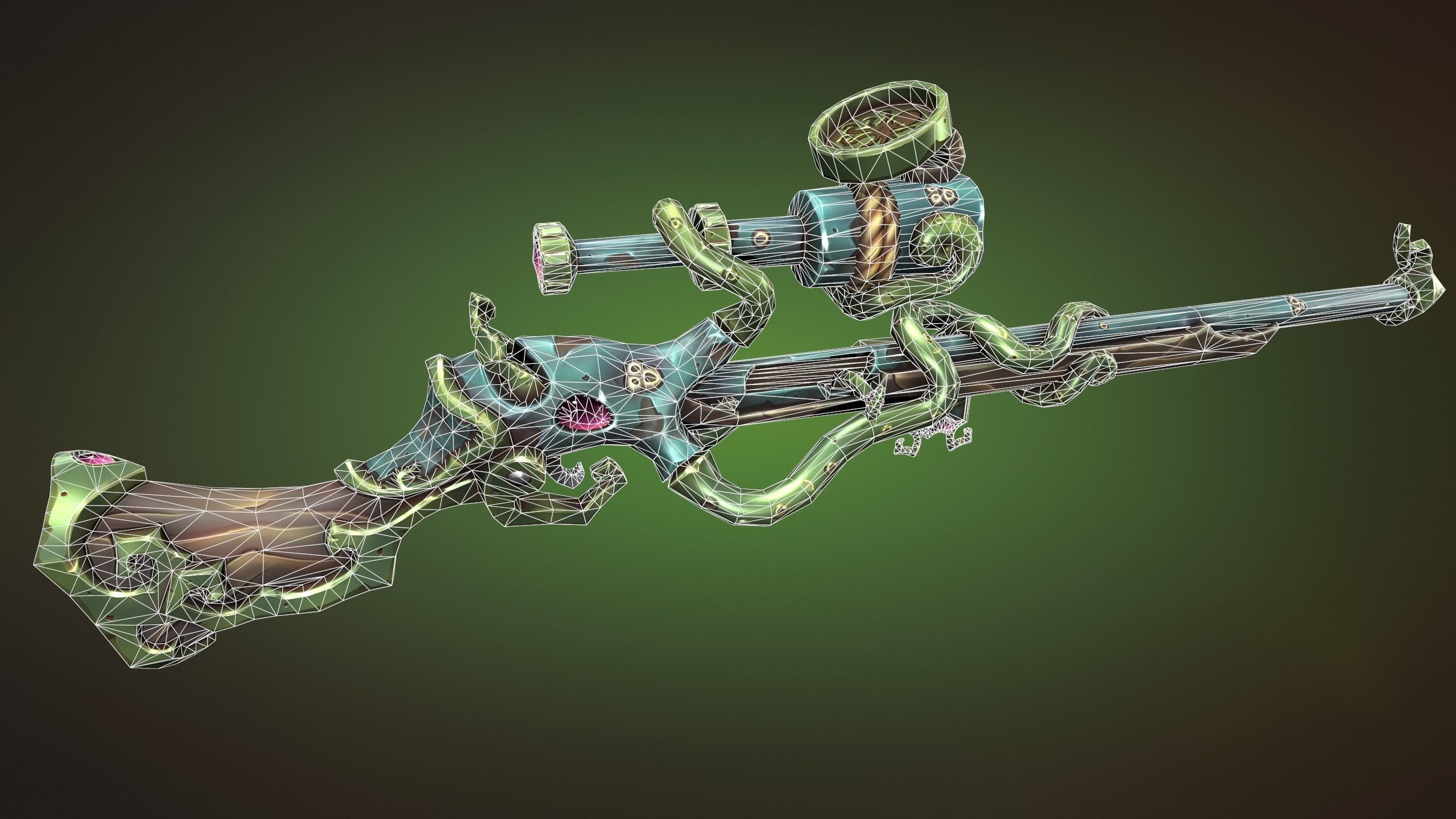 Octupus sniper rifle Low-poly 3D model_1