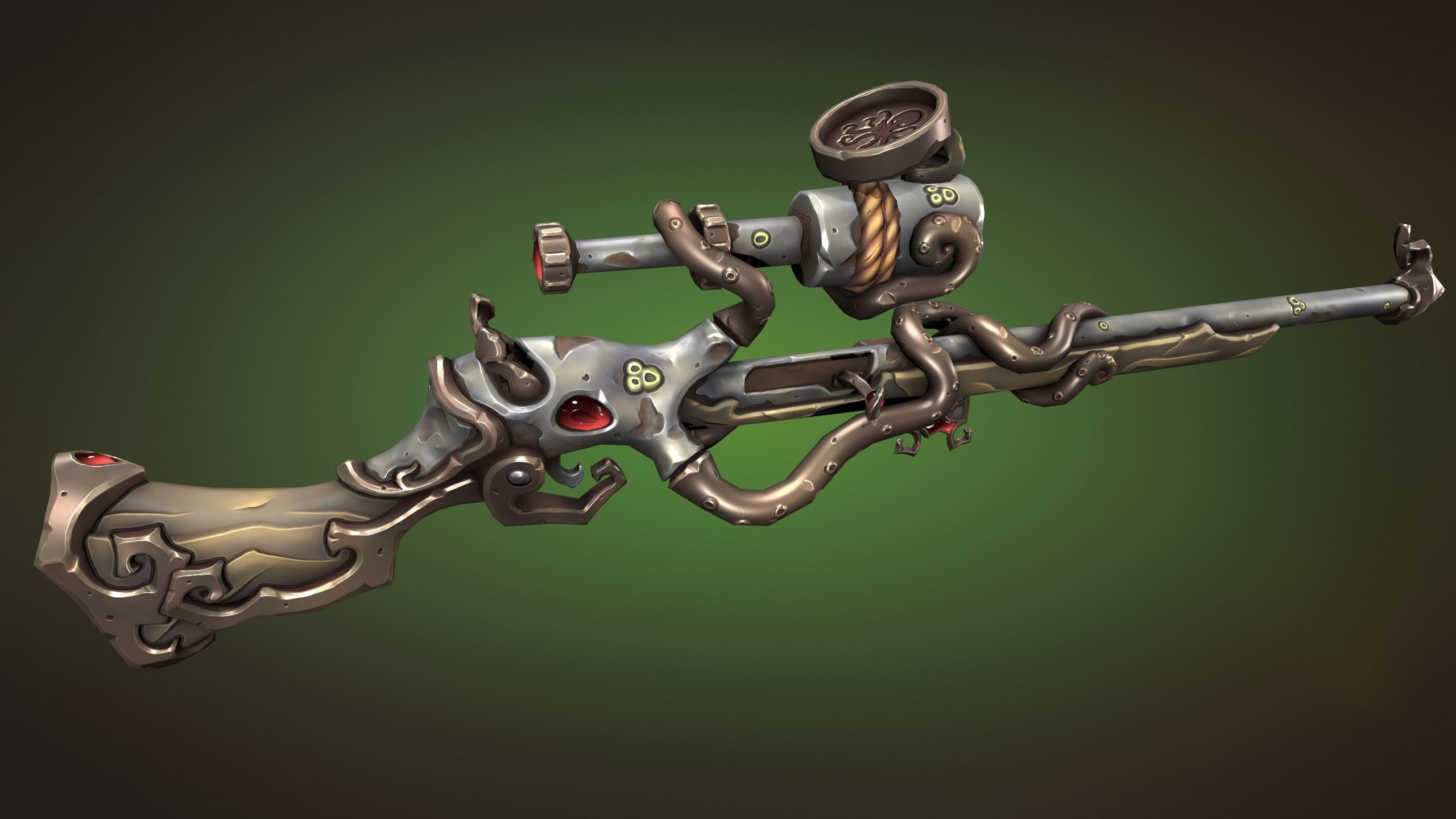 Octupus sniper rifle Low-poly 3D model_9