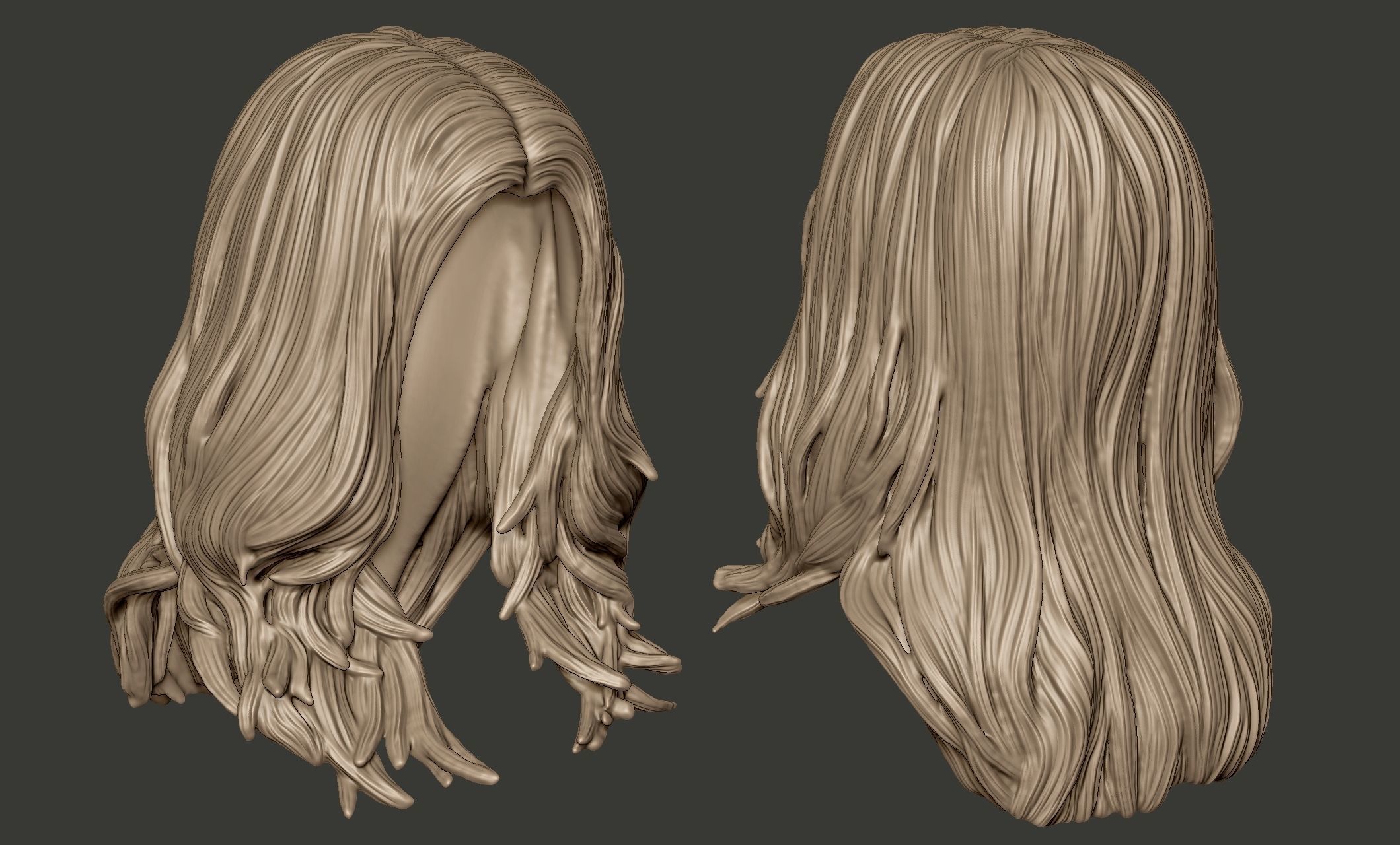 Detailed Hair Sculpt 06 3D print model_5