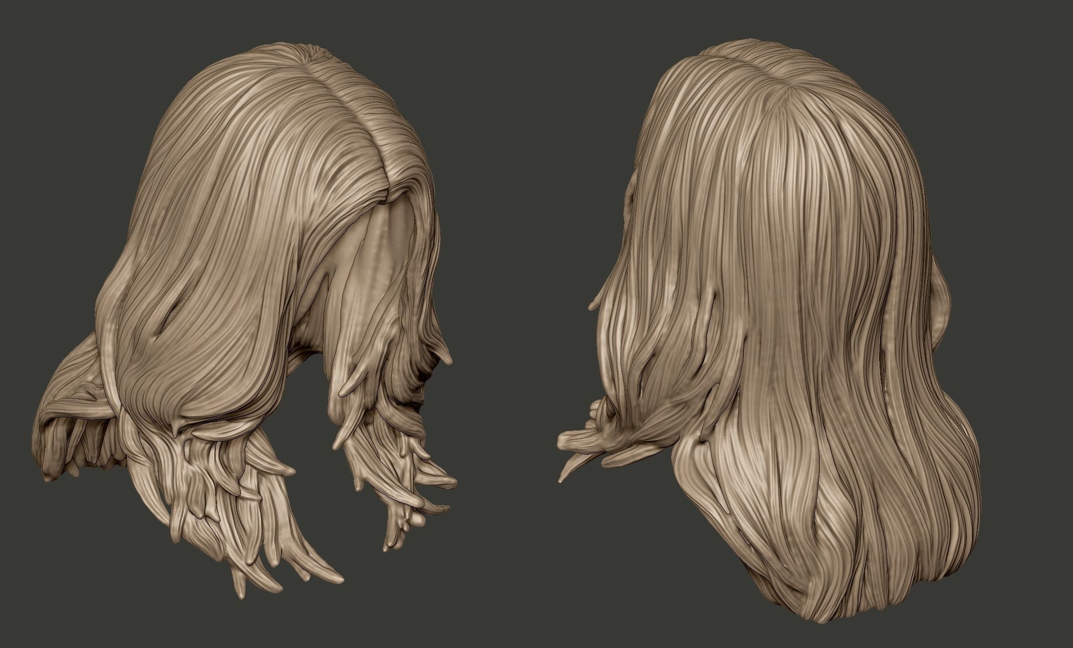 Detailed Hair Sculpt 06 3D print model_9