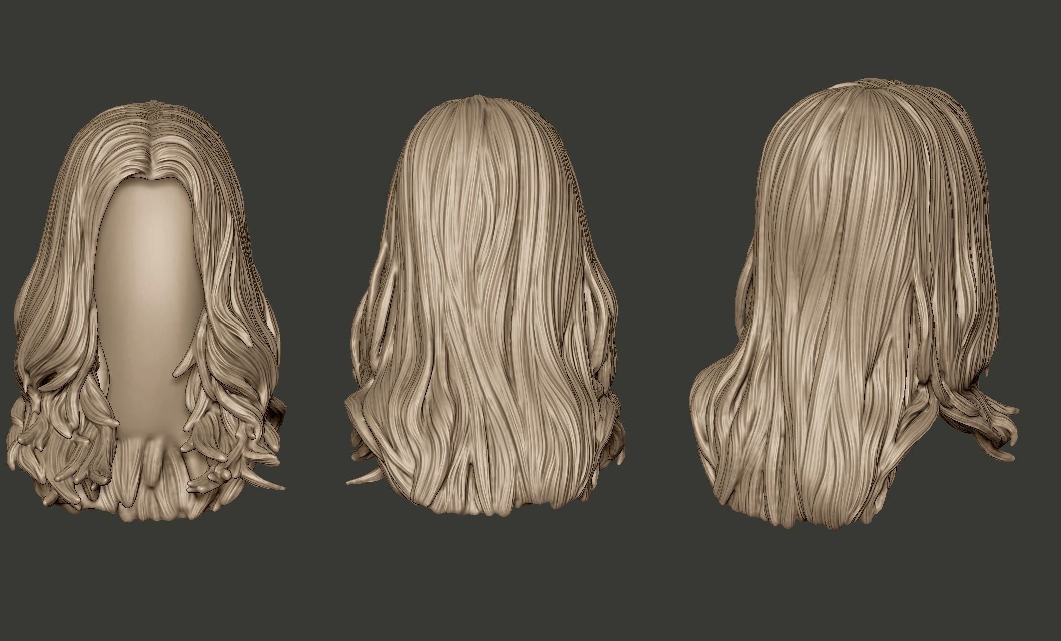 Detailed Hair Sculpt 06 3D print model_8