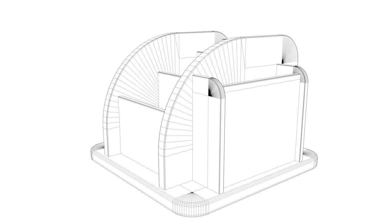 Desk Organizer 3D Model with Leather Texture and Gold Accents 3D model_6