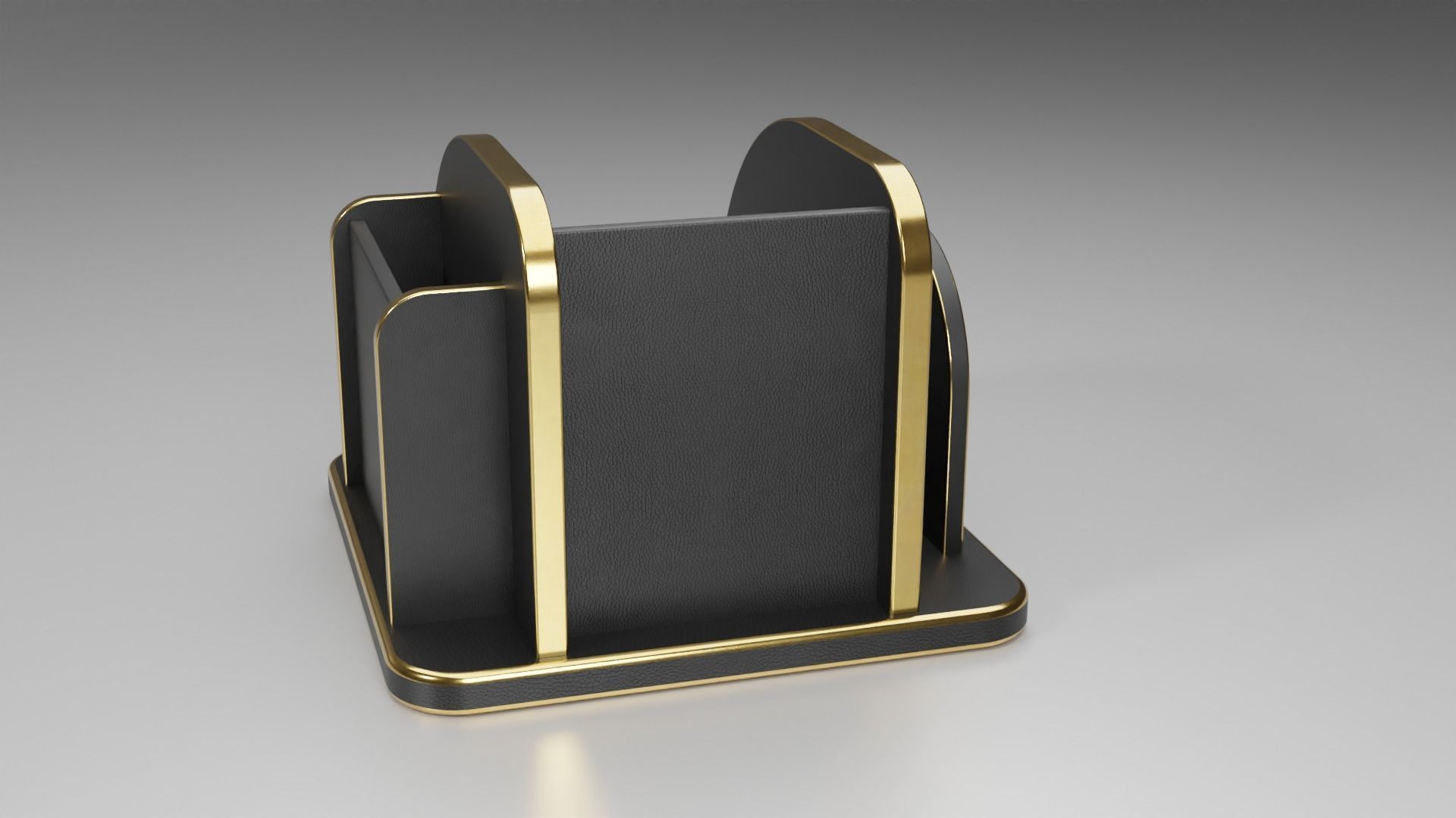 Desk Organizer 3D Model with Leather Texture and Gold Accents 3D model_4