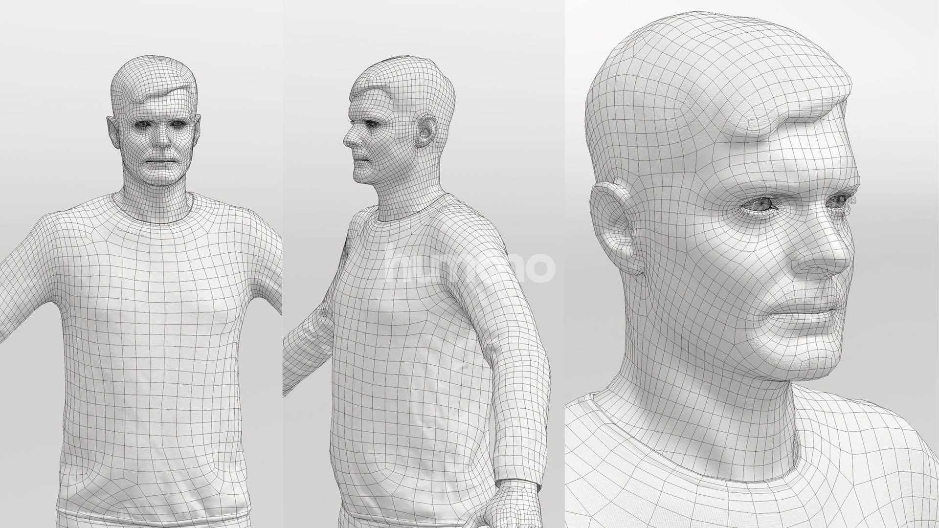 Rigged casual man - sweter and trousers - 056-2632 3D model_6