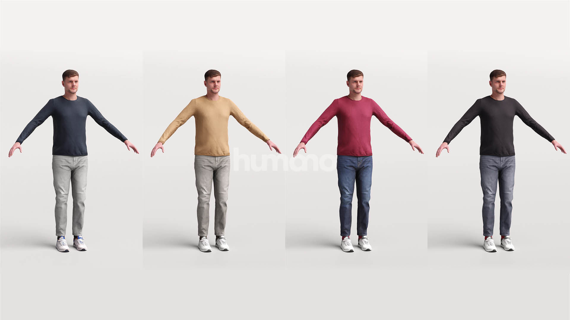 Rigged casual man - sweter and trousers - 056-2632 3D model_4