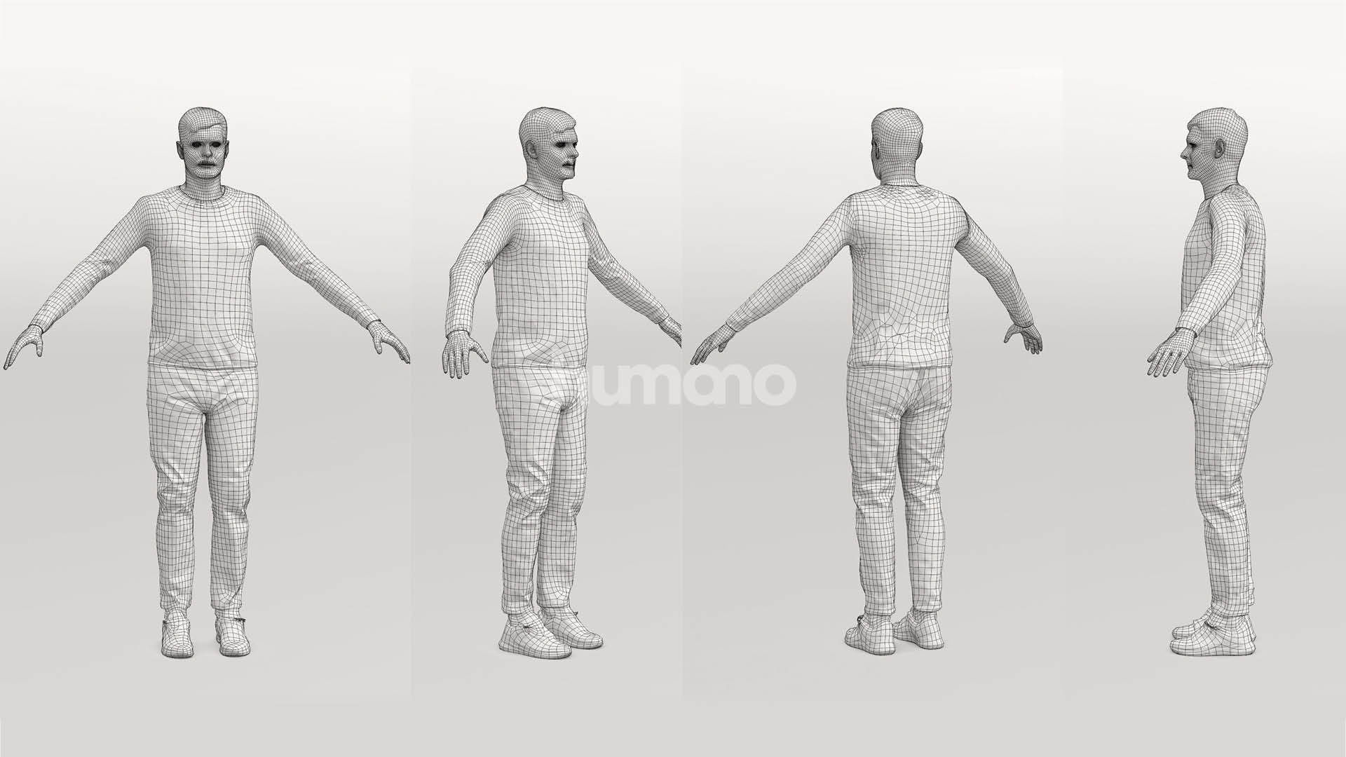 Rigged casual man - sweter and trousers - 056-2632 3D model_5