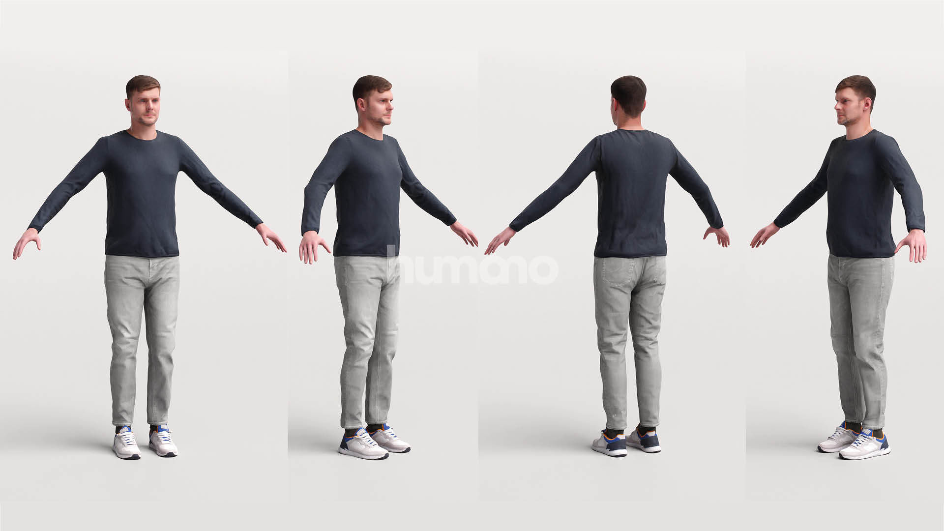 Rigged casual man - sweter and trousers - 056-2632 3D model_2