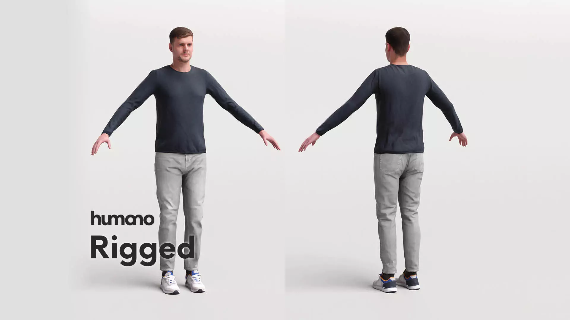 Rigged casual man - sweter and trousers - 056-2632 3D model_0