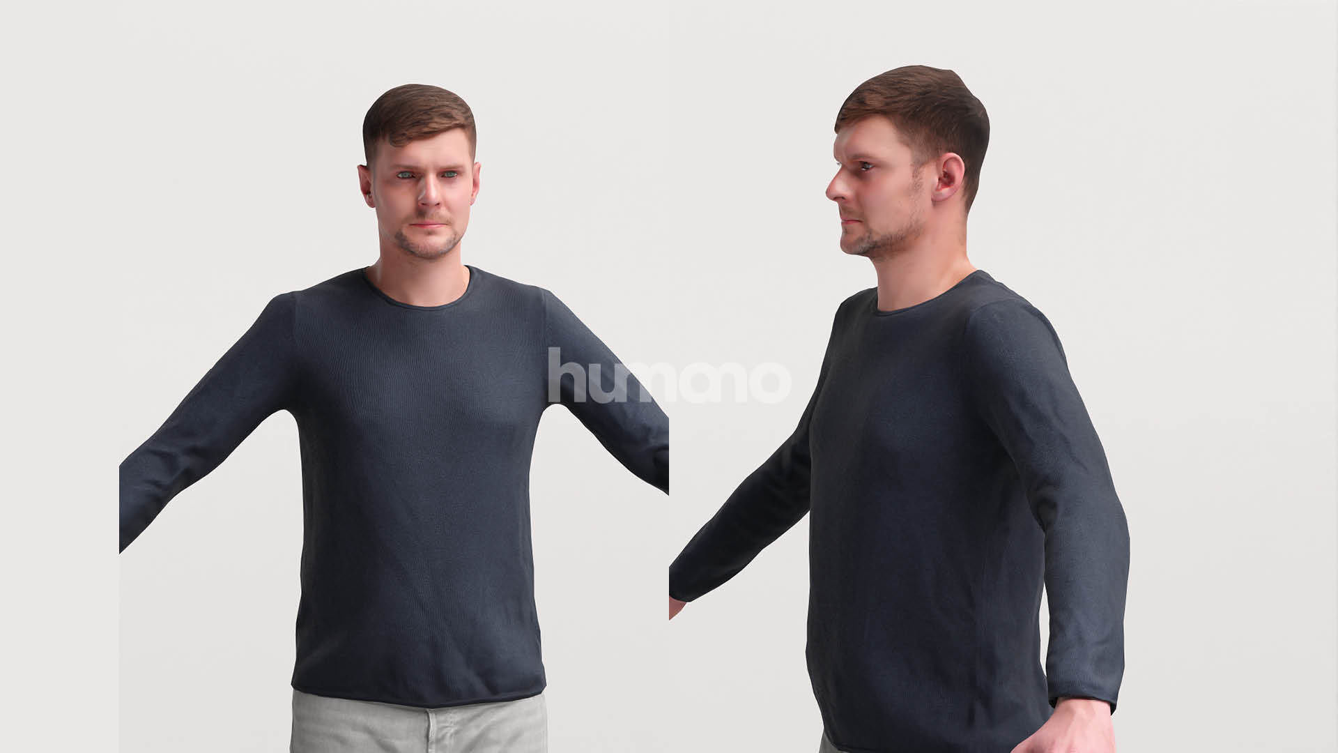Rigged casual man - sweter and trousers - 056-2632 3D model_3