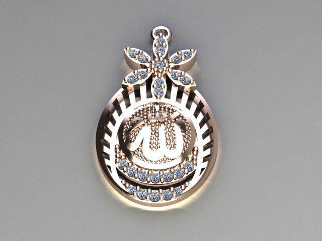 allah pendant 3D print model_3