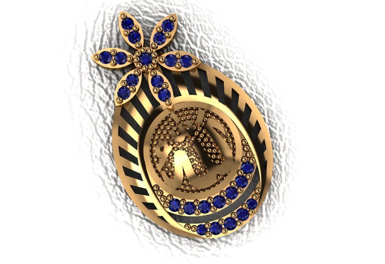 allah pendant 3D print model_1