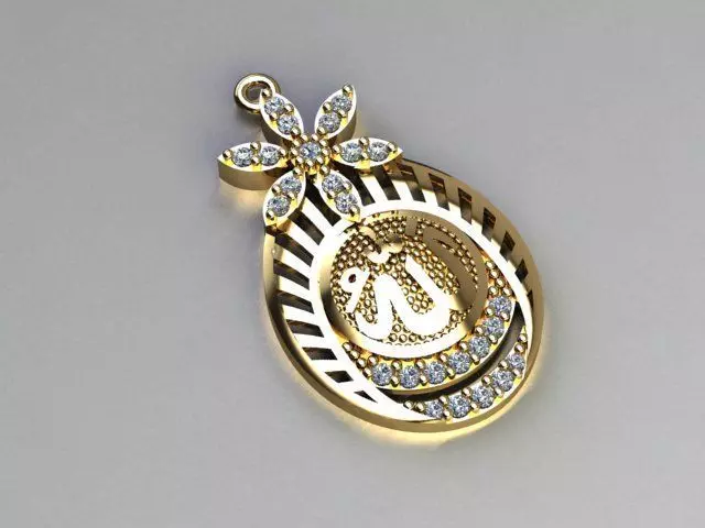 allah pendant 3D print model_0