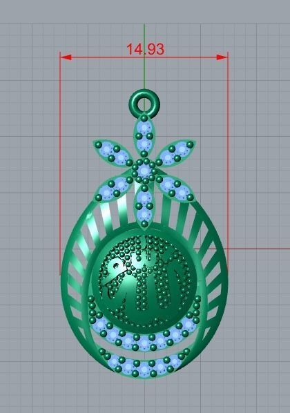 allah pendant 3D print model_7