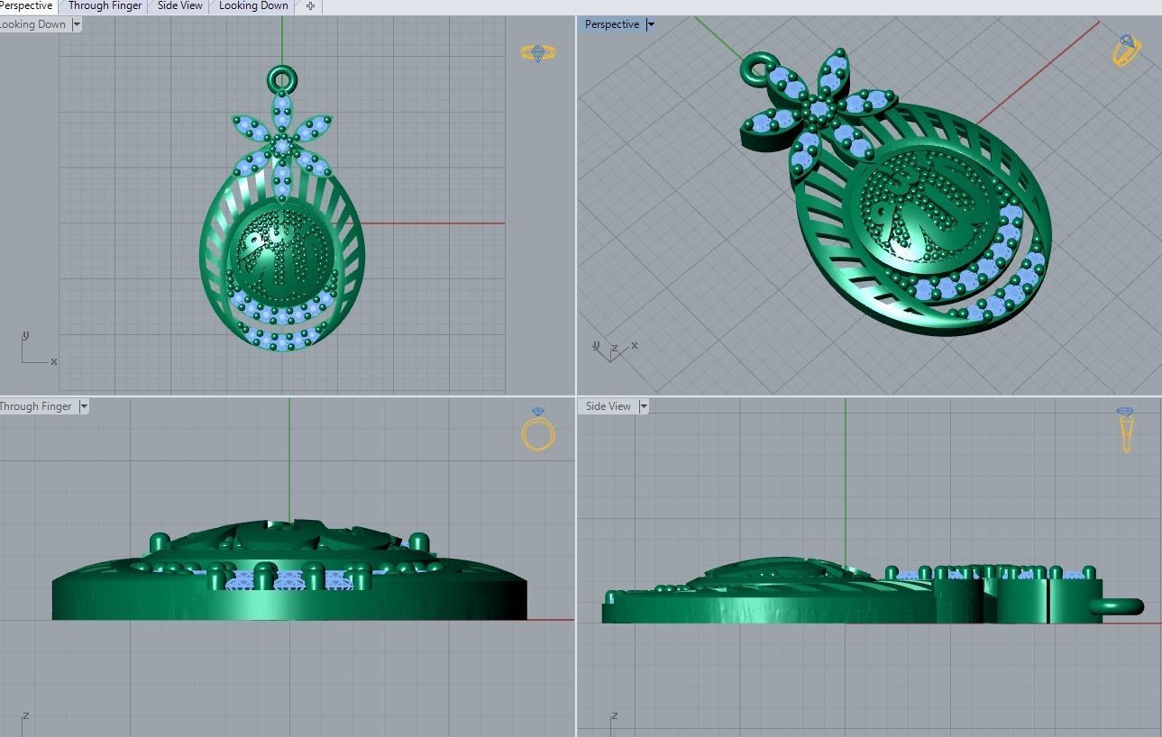 allah pendant 3D print model_4